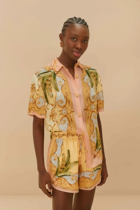 Banana Royalty Kalendoscope Multicolor Shorts Stretch Woven Fabric