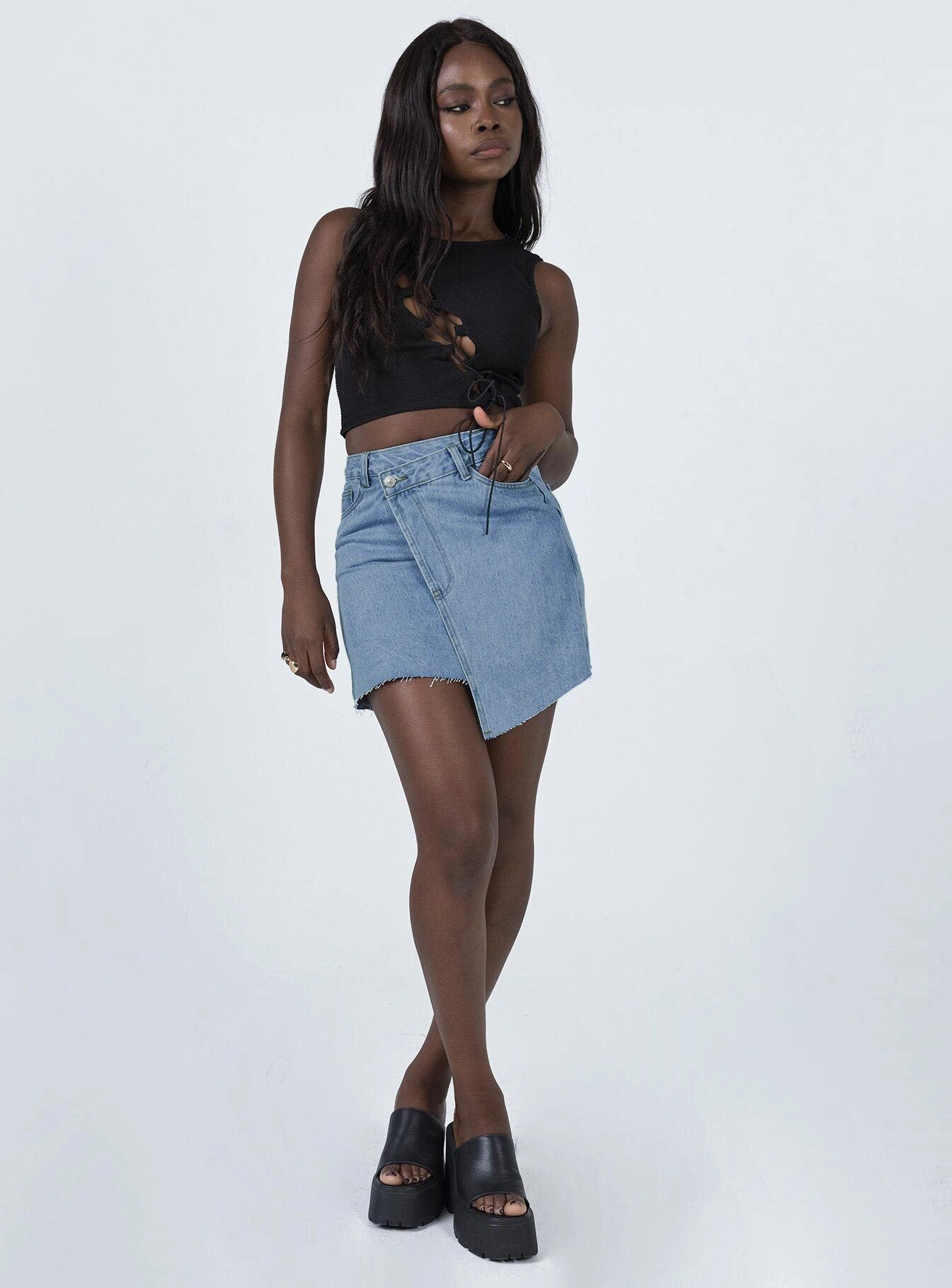 Cultural Heritage Design Detail Banksia Denim Mini Skirt