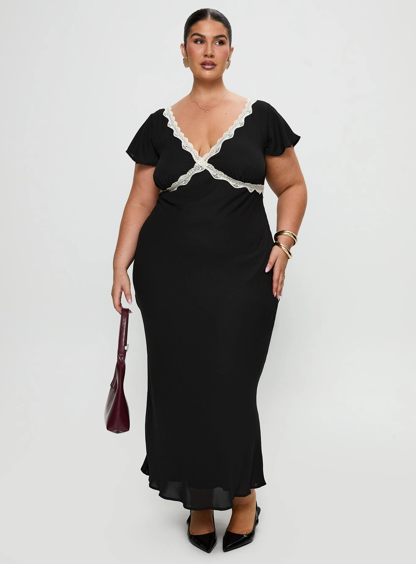 Travel Light Barbarita Lace Maxi Dress Black Curve