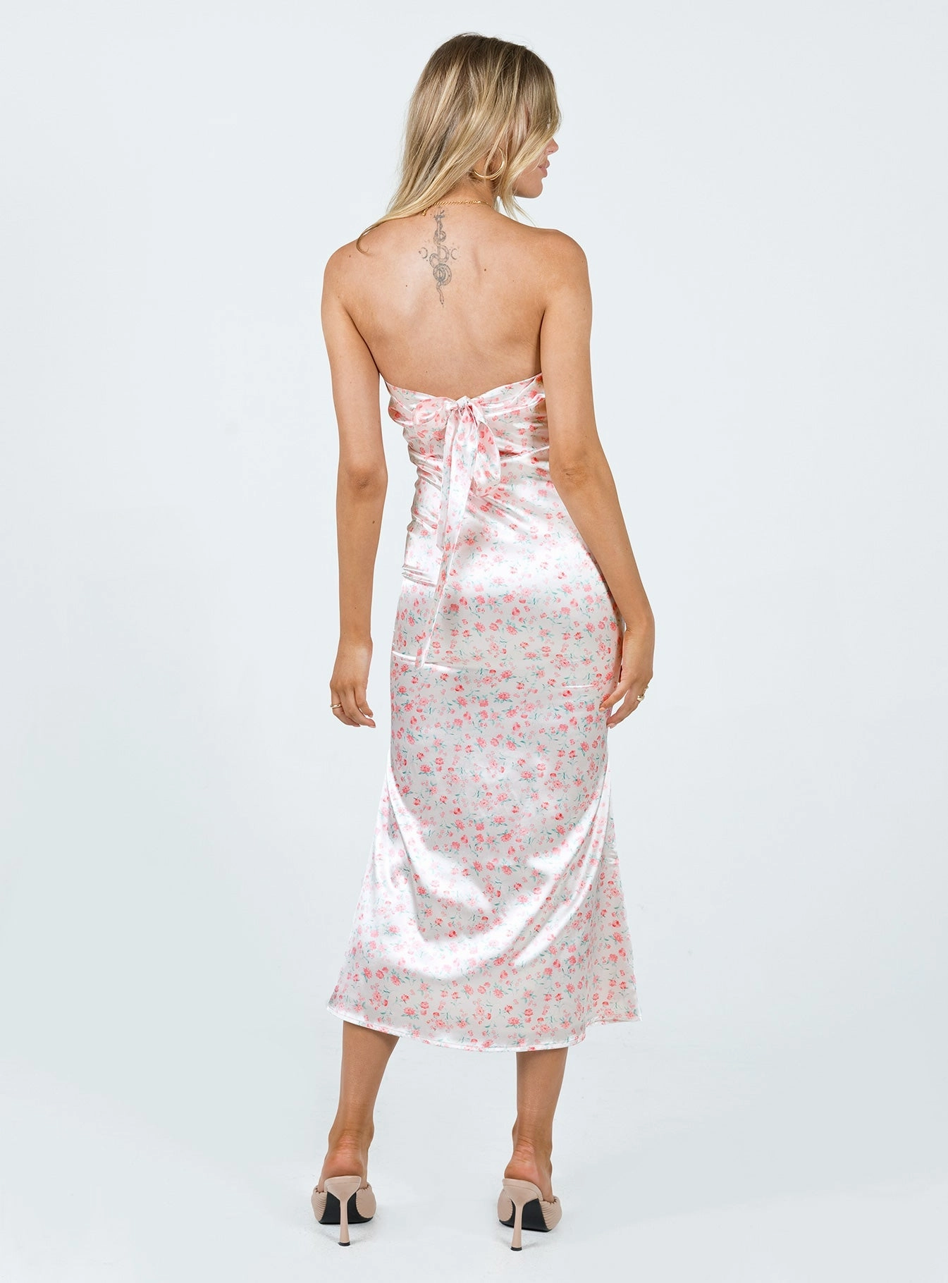 Timeless Look Barnsley Strapless Midi Dress Pink / Floral