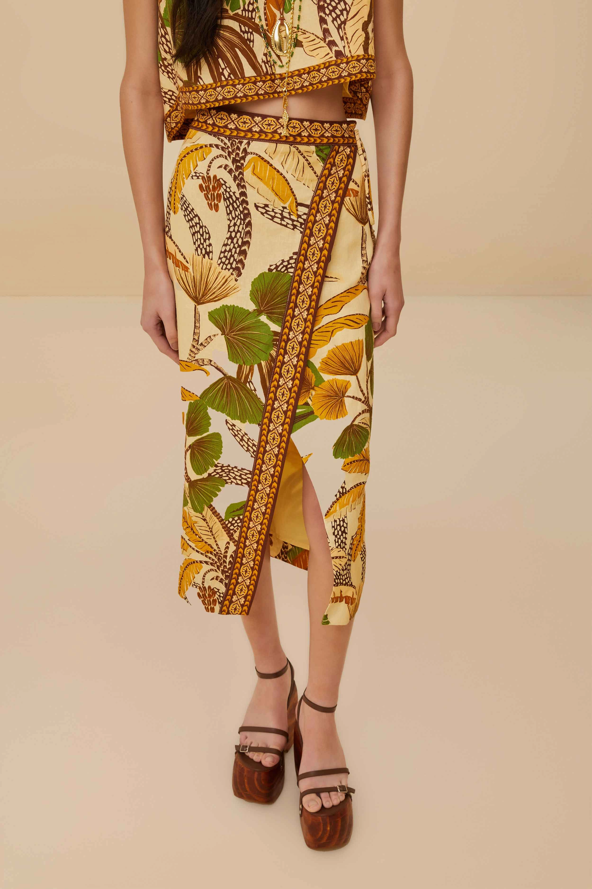 Outfit Essence Sand Foliage Sketch LENZING? ECOVERO? Euroflax? Midi Skirt