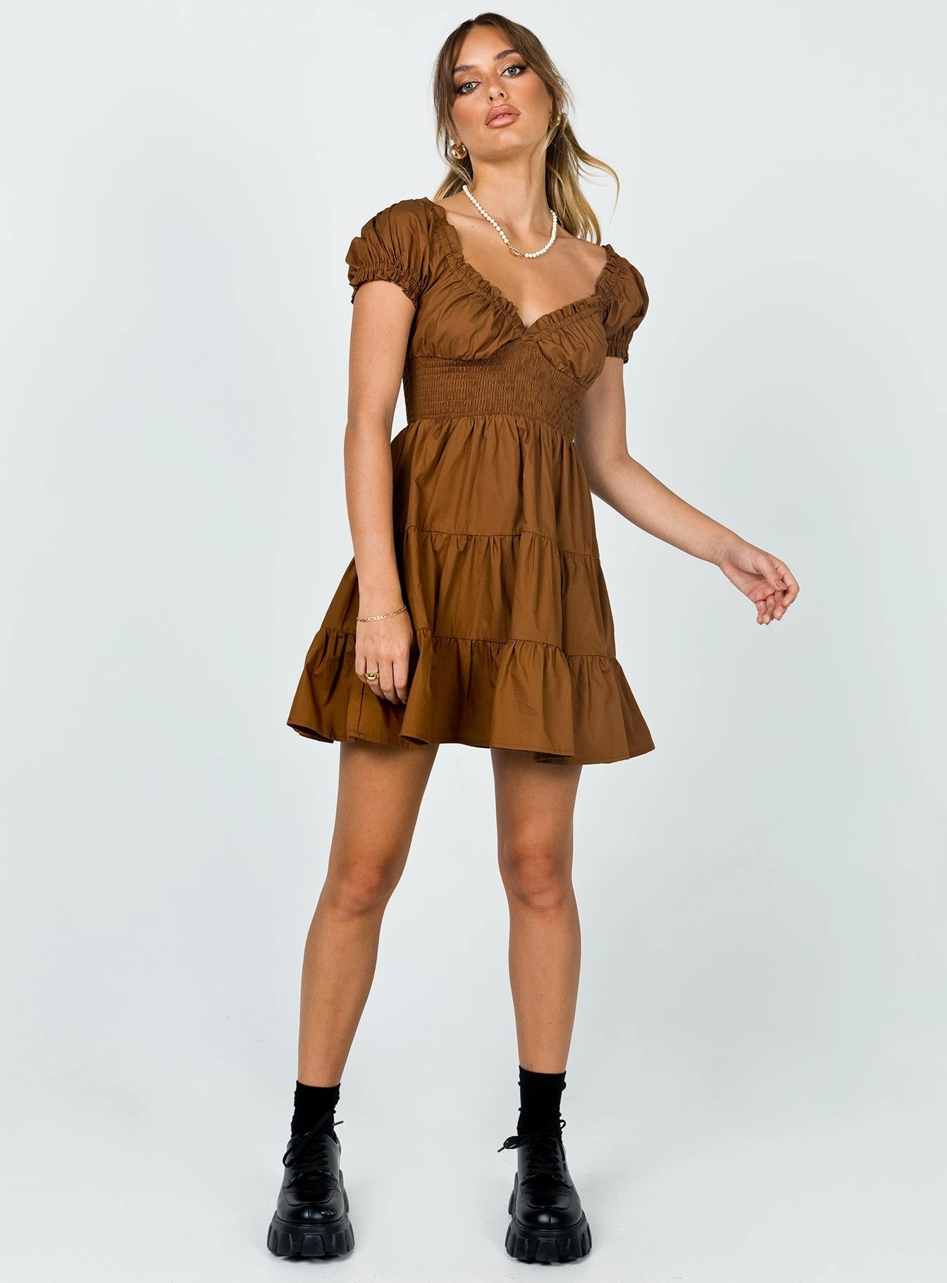 Daniela Mini Dress Chocolate Brown Spring Ready