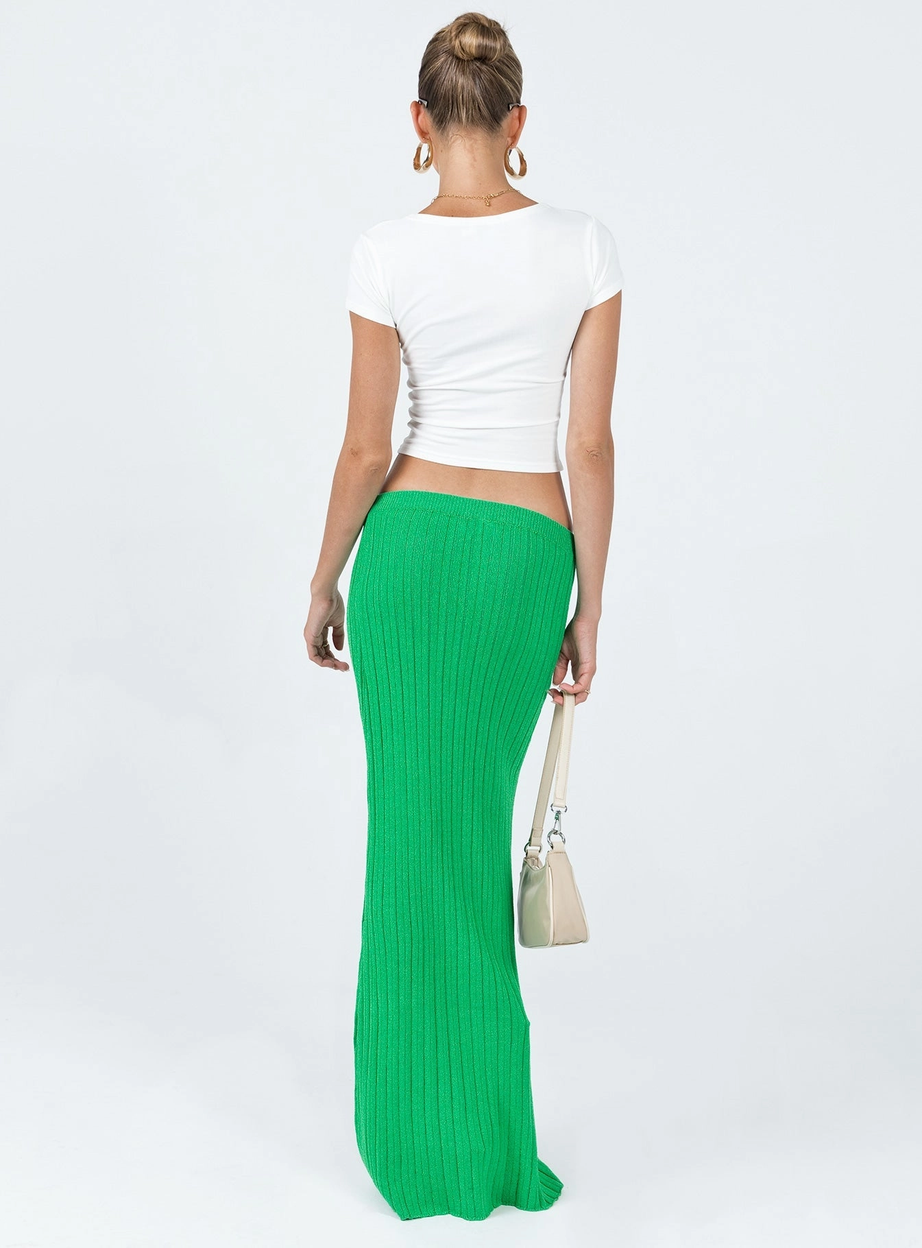 Minimal Touch Belle Knit Maxi Skirt Apple Green