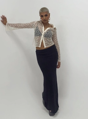 Belle Knit Maxi Skirt Black Laid Back Look