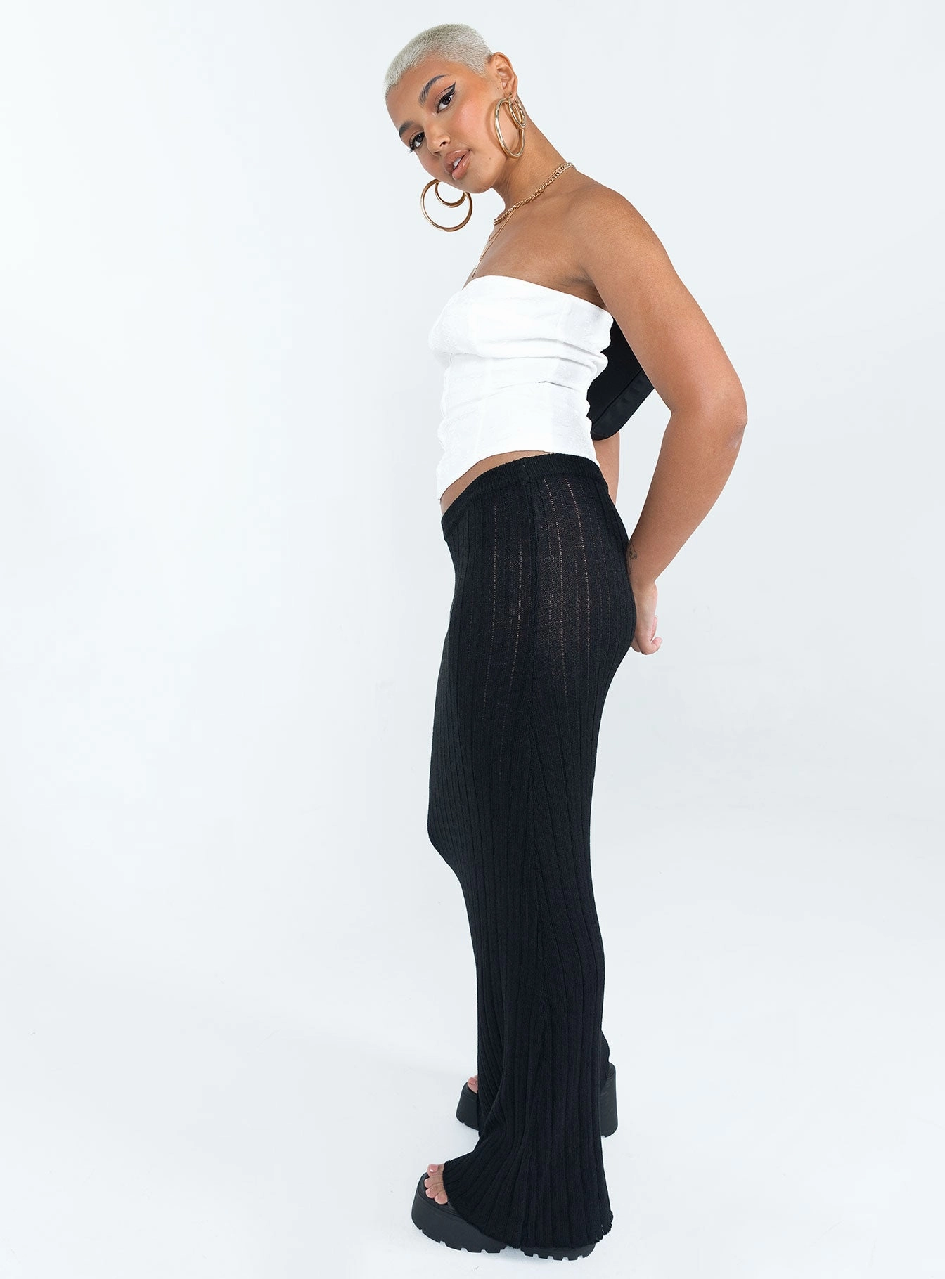 Belle Knit Maxi Skirt Black Hip Skimming Sustainable Innovation