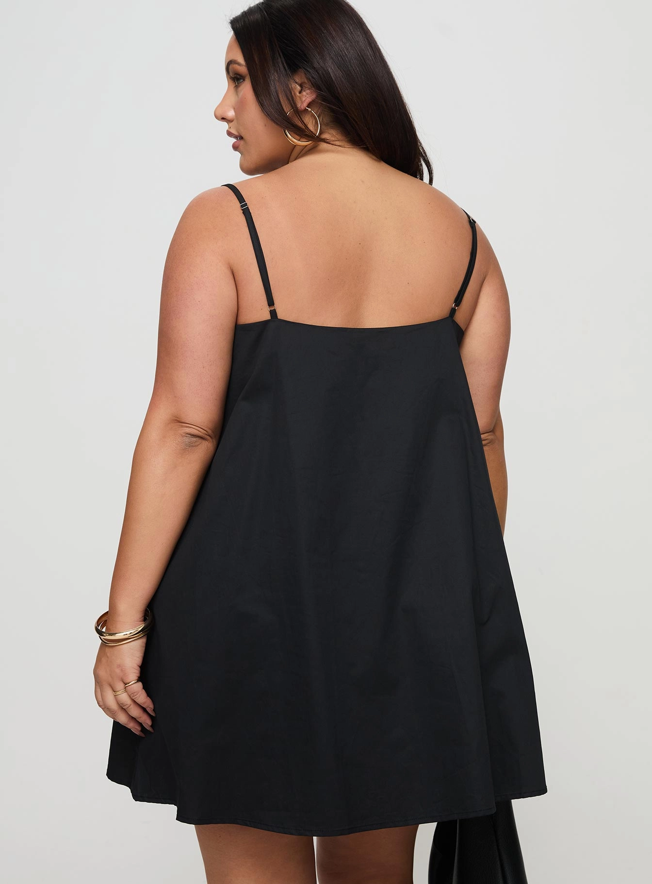 Belong Together Mini Dress Black Curve Silky Drape Fashion Look