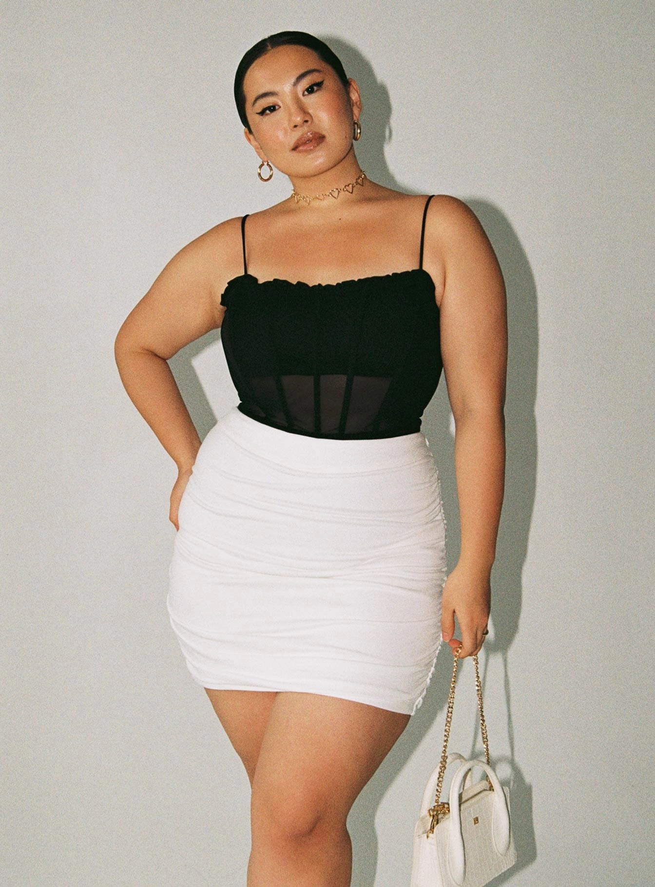 Benji Mini Skirt White Curve Fashion Fusion