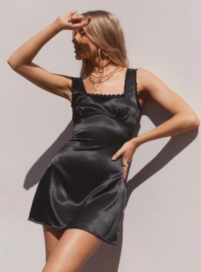 Daily Form Berlin Satin Mini Dress Black