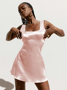 Berlin Satin Mini Dress Pink Comfy and Elegant