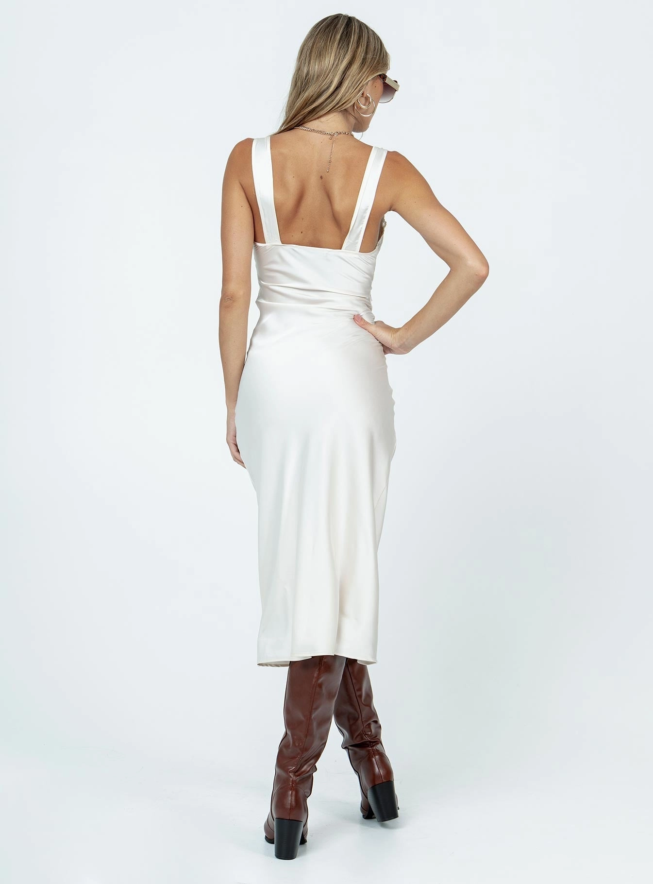 Bel Air Midi Dress Ivory Day Ready Statement Neck