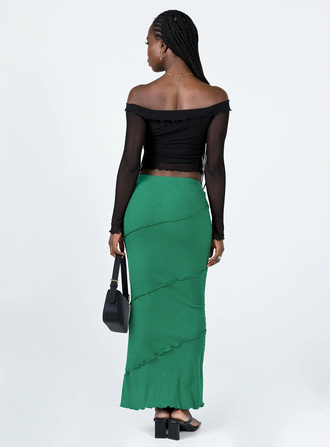 Oscar Maxi Skirt Dark Green Aesthetic Fit