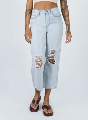 Billed Ripped Jean Light Wash Denim Artist Vibe Weekend Warrior Gym Ready
