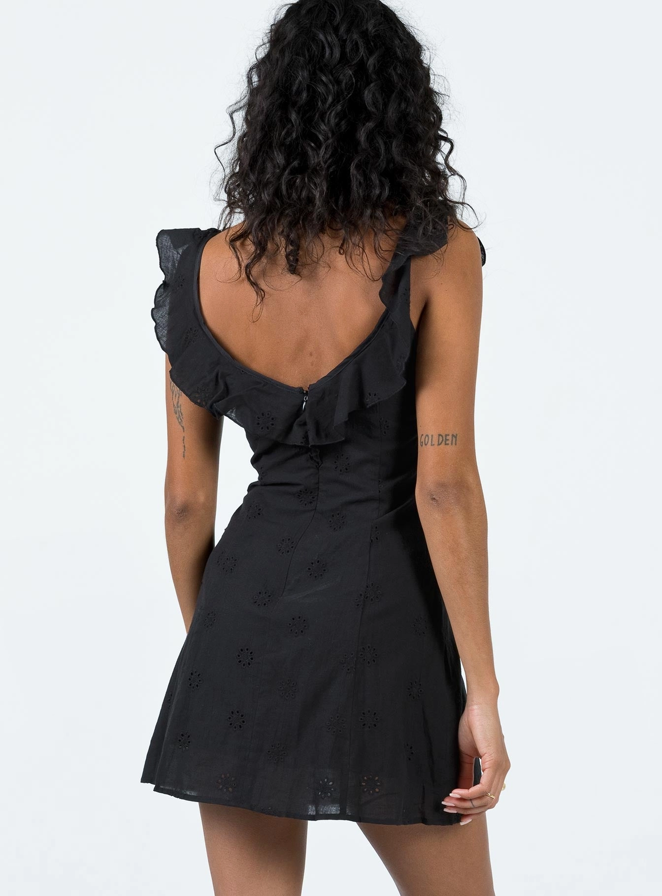 Besiana Mini Dress Black Rhinestone-Detail Curvy Glam