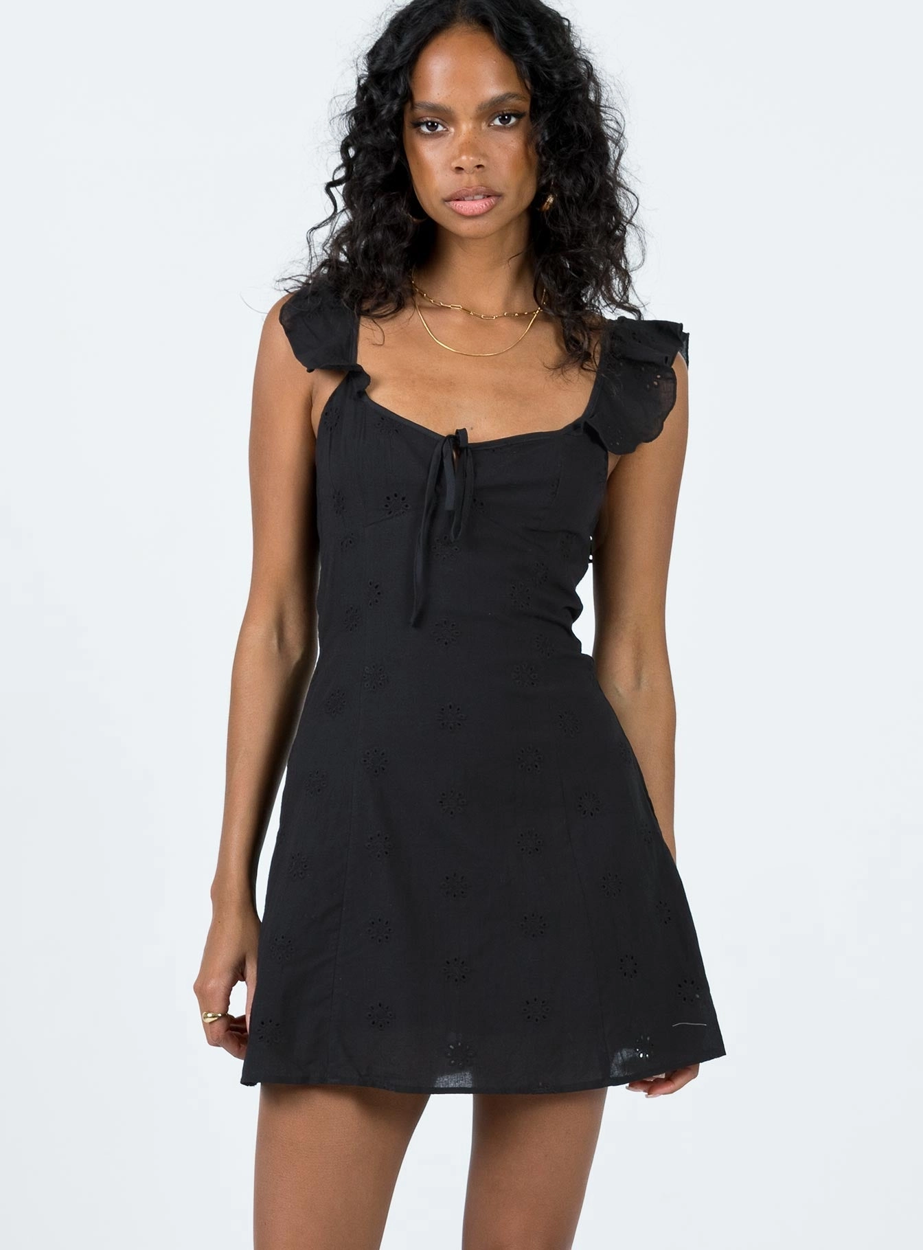 Side Pleats Trend Appeal Besiana Mini Dress Black