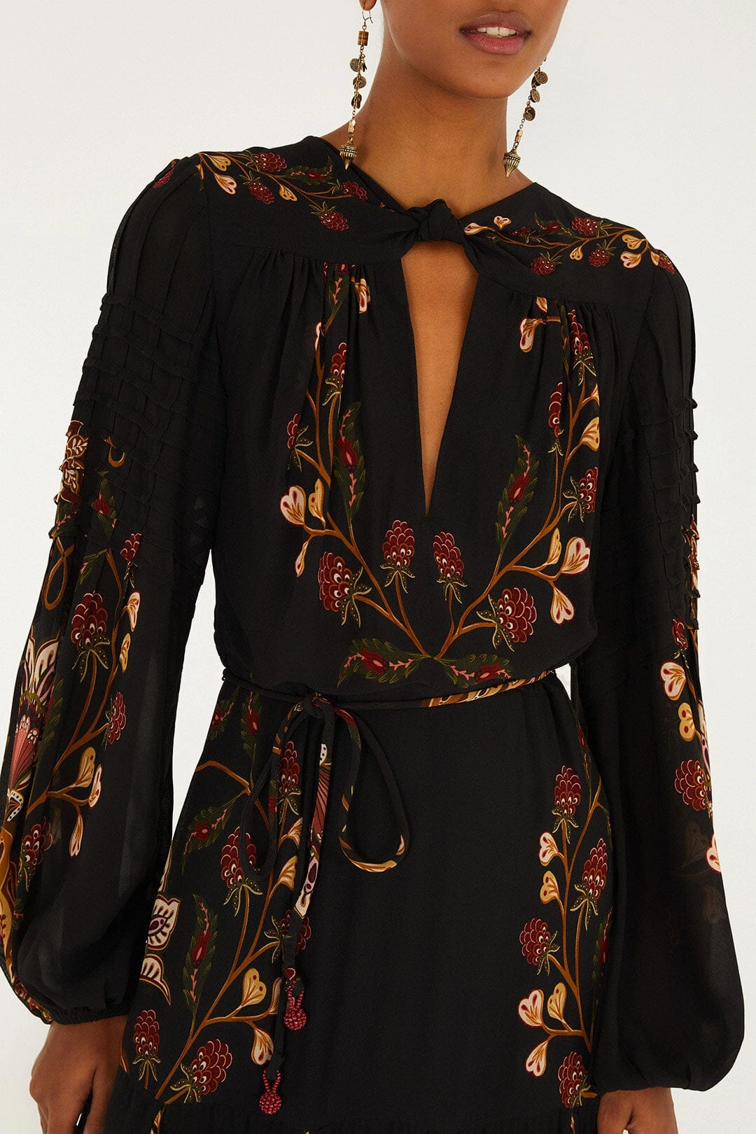 Black Berry Garden Long Sleeve Pleated Maxi Dress Breathable Cloths Elegant formal outfit Bold Simplicity