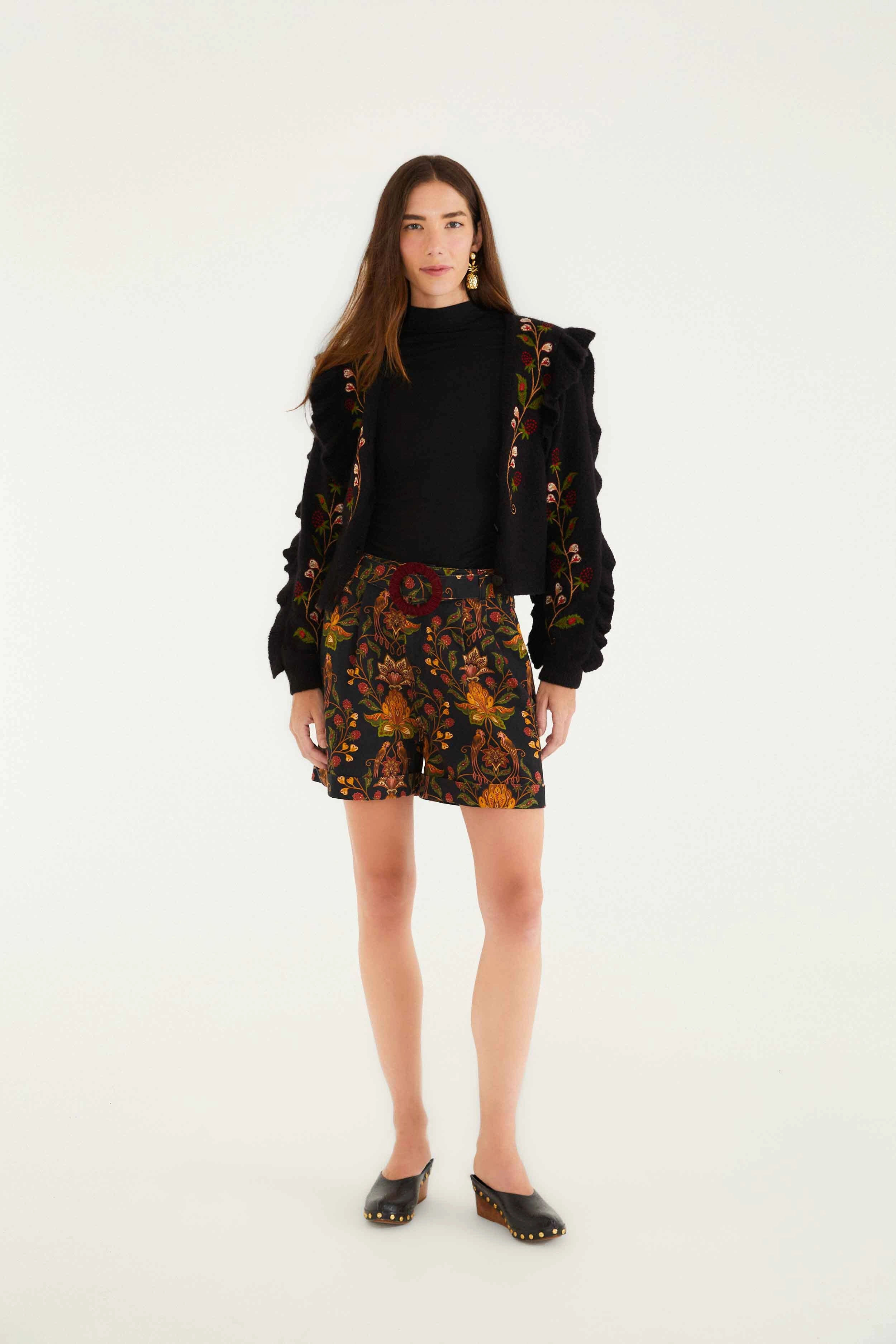 Black Berry Garden Shorts Chill Comfort Double Layered Panels