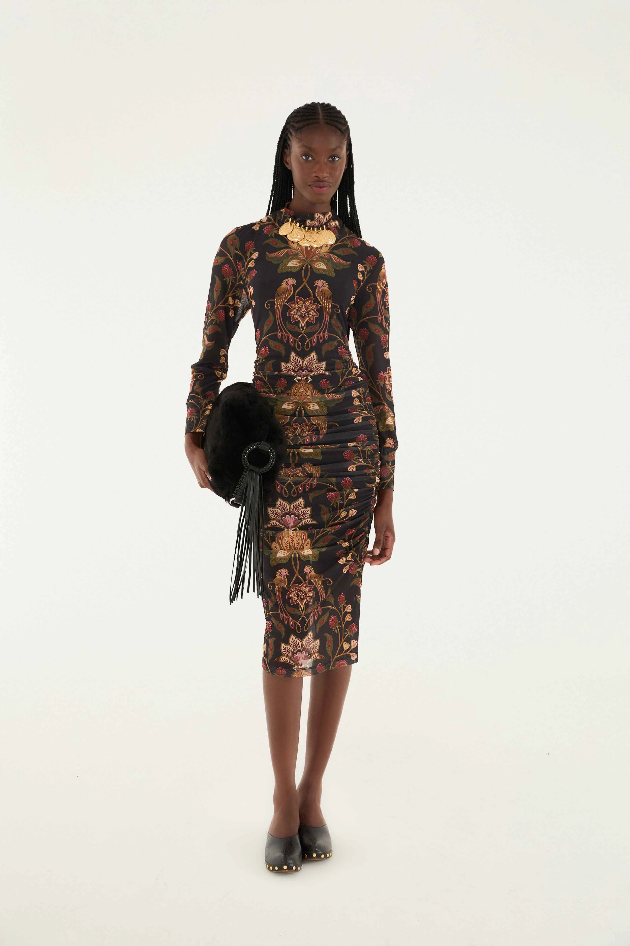 Black Berry Garden Tulle Midi Dress Aesthetic Look Year Round