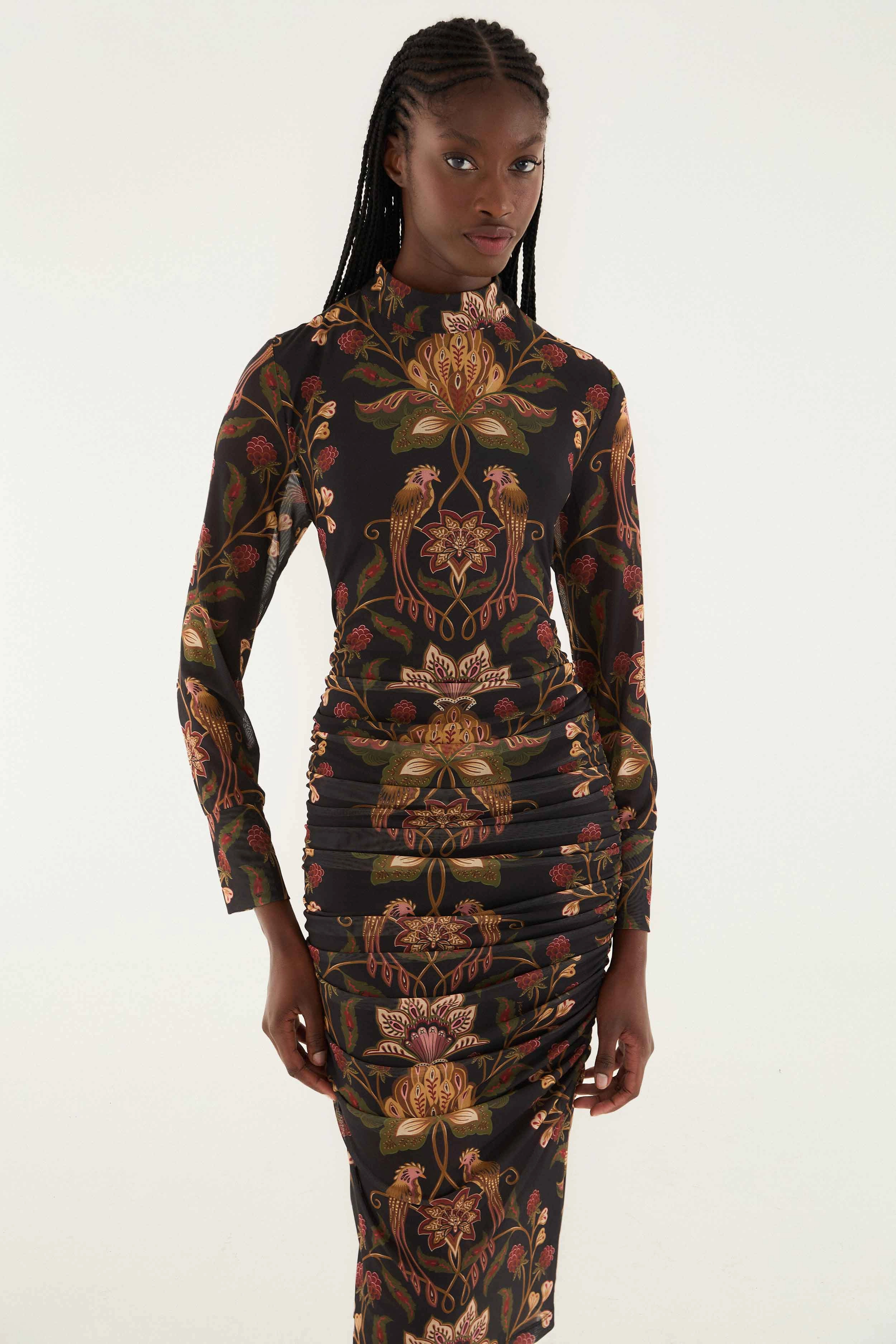 Black Berry Garden Tulle Midi Dress Aesthetic Look Perfect For Work Relax Line