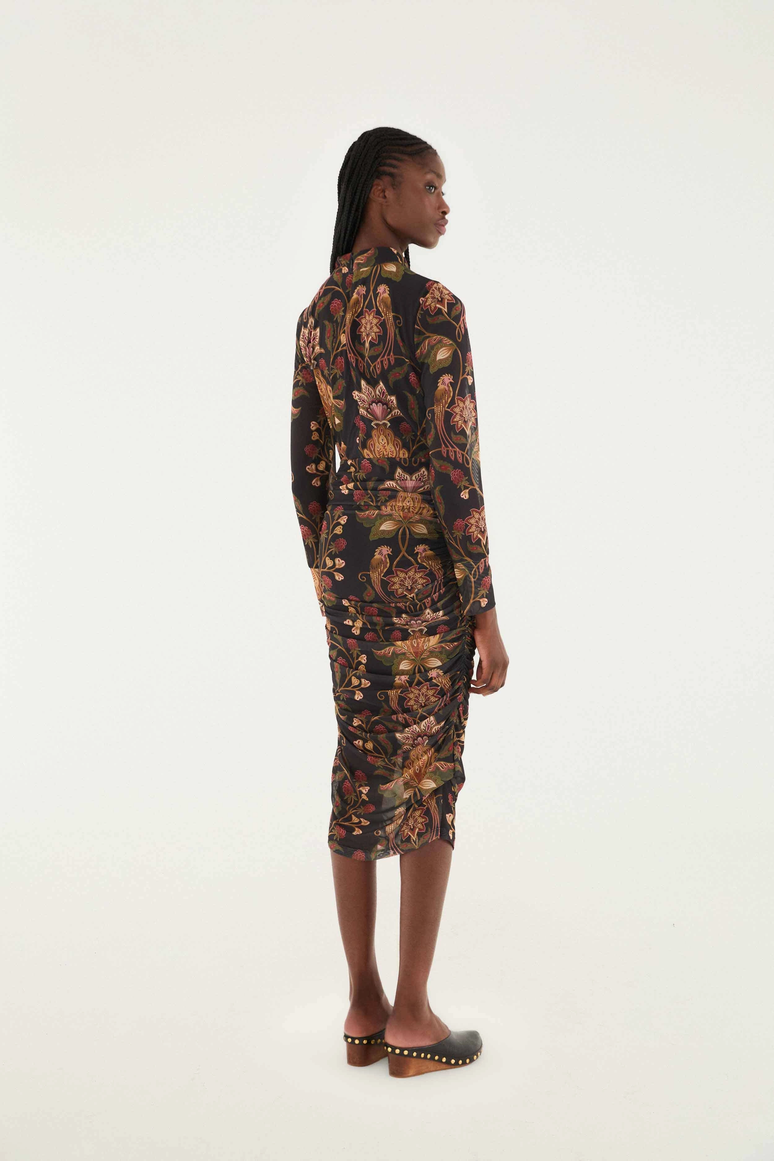 Black Berry Garden Tulle Midi Dress Aesthetic Look Soft-touch Dream Look