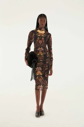 Black Berry Garden Tulle Midi Dress Aesthetic Look Year Round