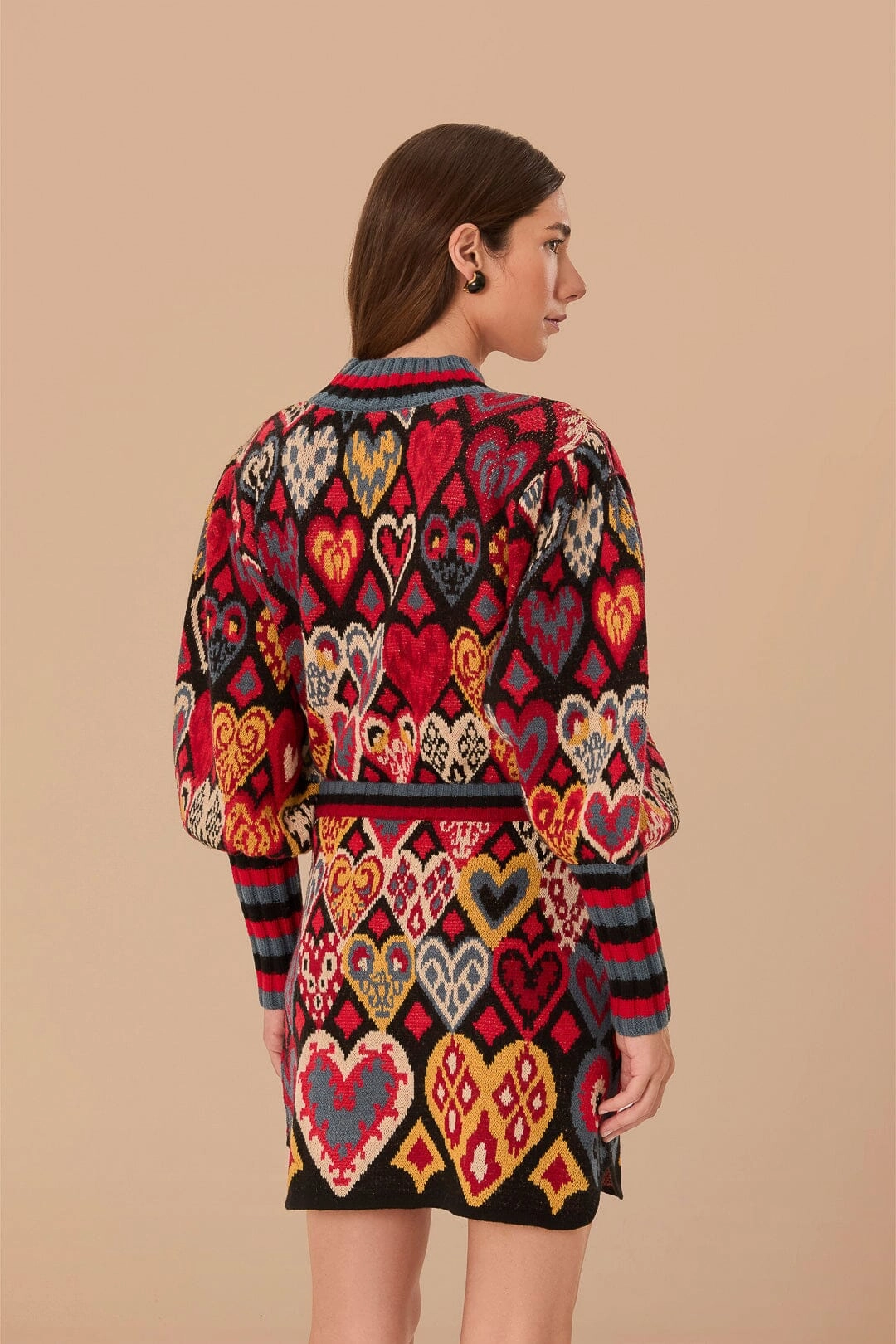 Black Hearts Ikat Knit Skirt Bestseller Item Elastic hemline