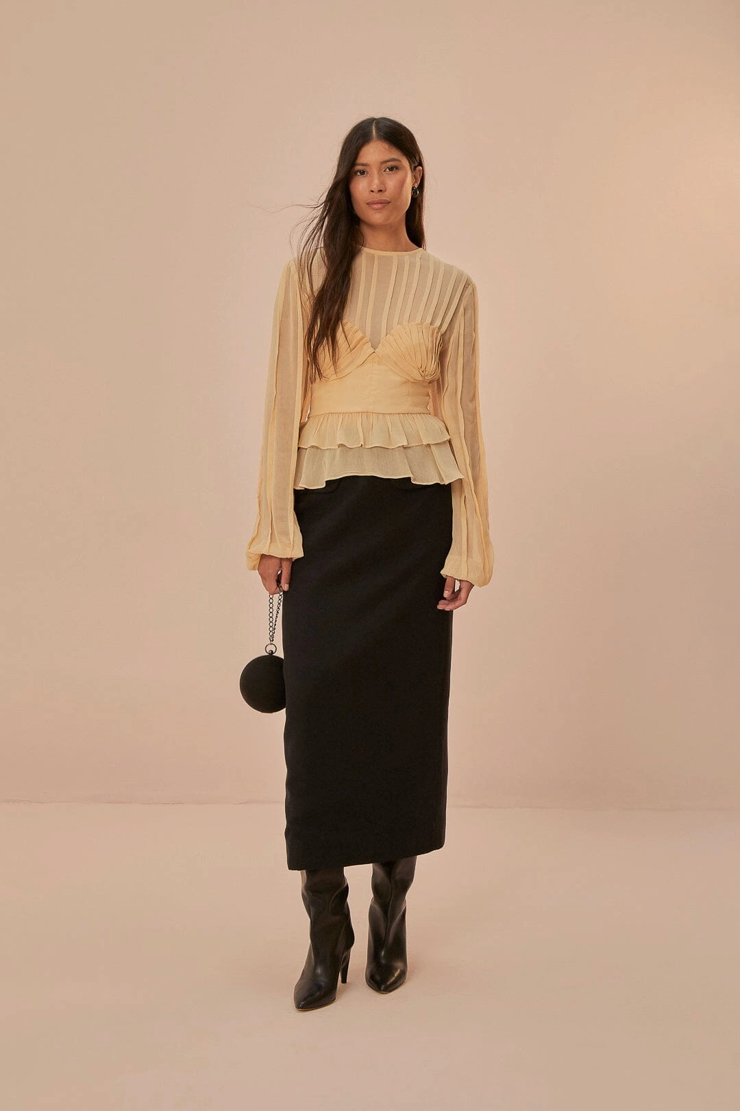 Black Midi Skirt Travel Influence Bold Cut