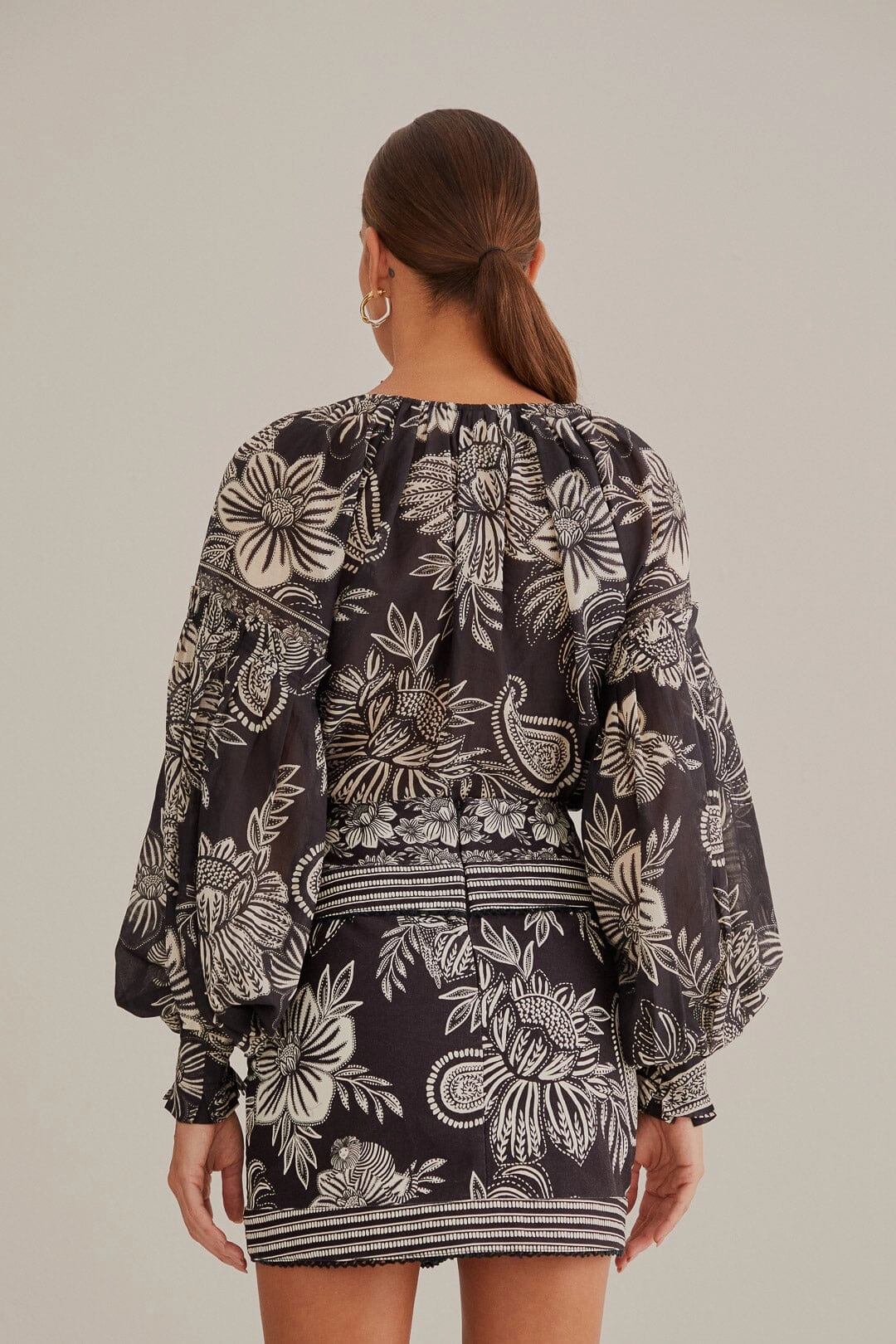 Easy Comfort Family Celebration Black Paisley Bloom Mini Skirt