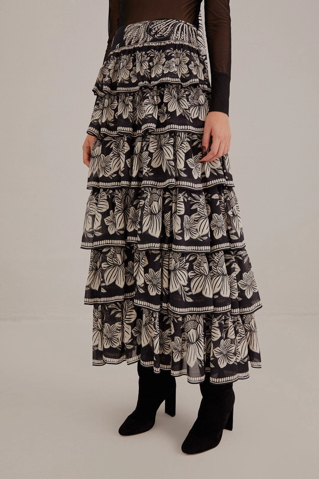 Black Paisley Bloom Tiered Skirt birthday party mix and match