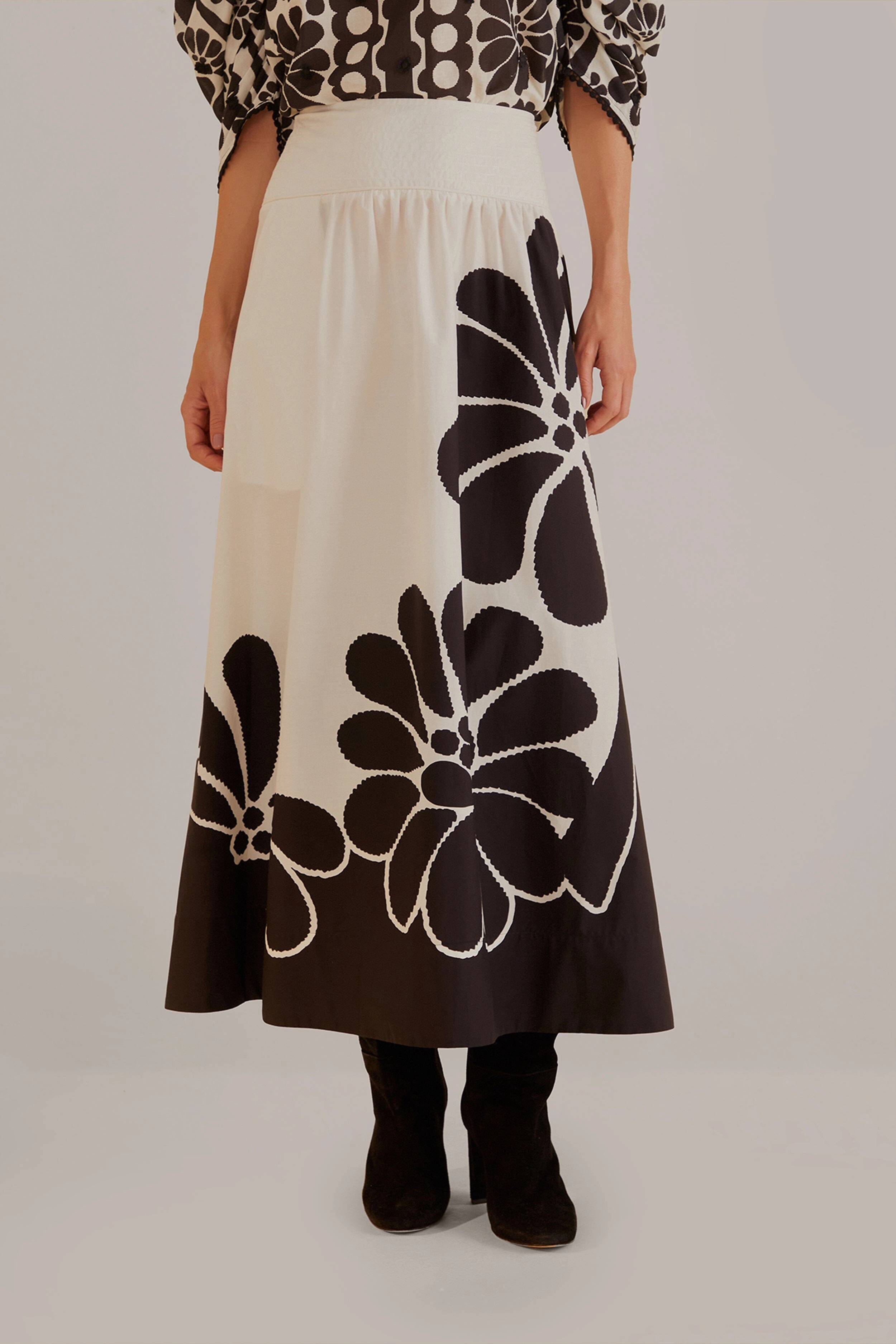 Black Palermo Maxi Skirt Embroidered Detail