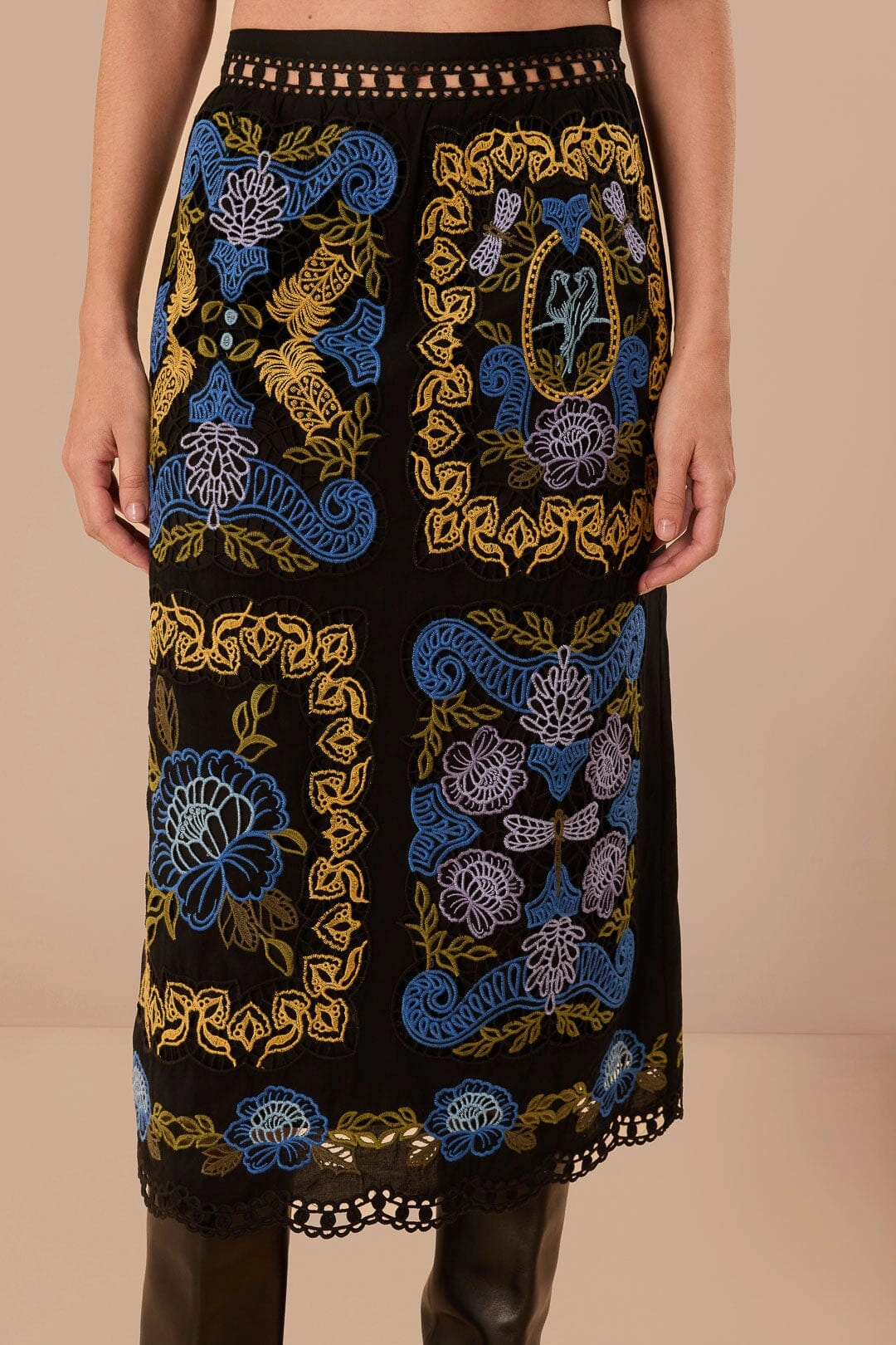 Road Trip Black Richelieu Midi Skirt