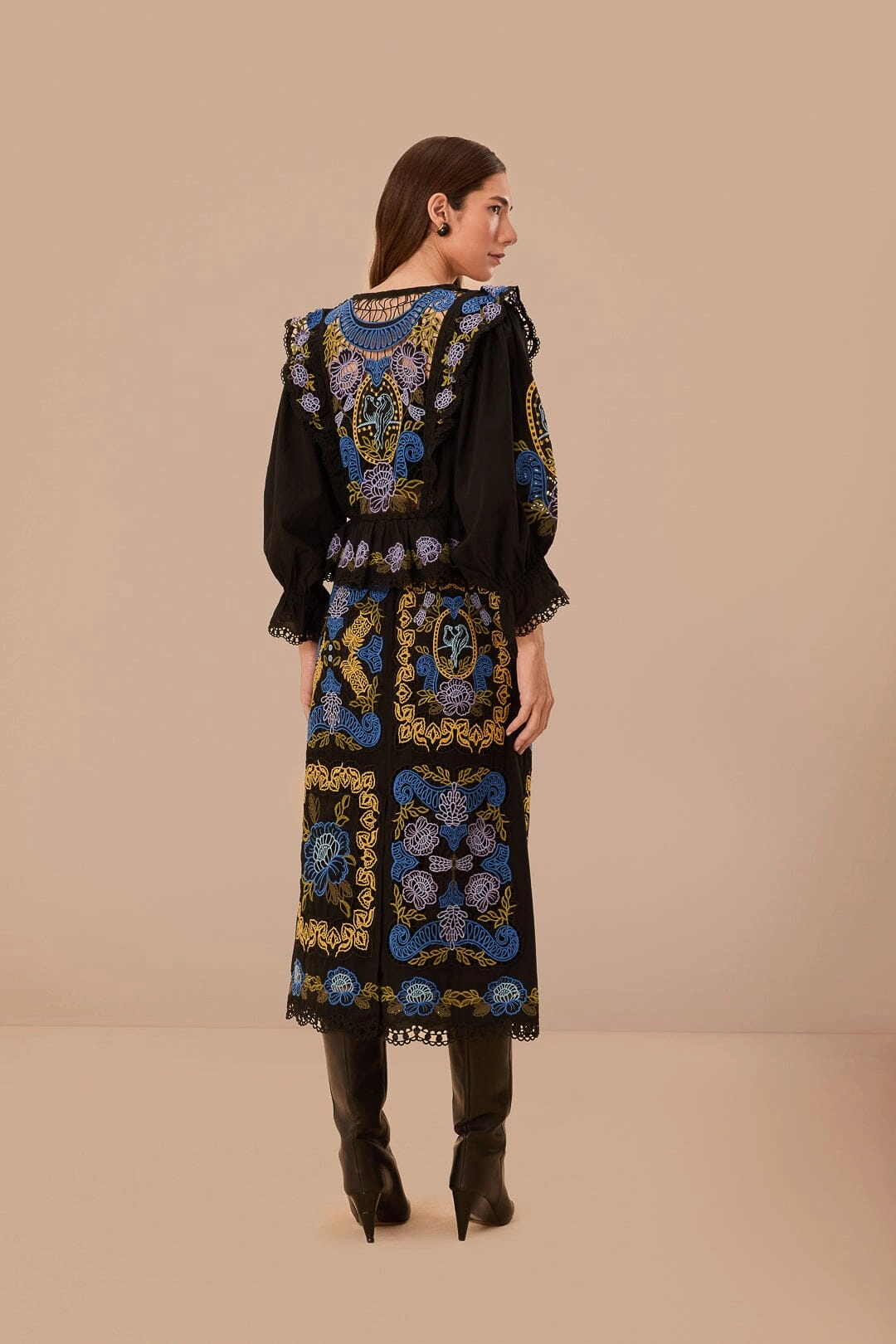 Sustainable Innovation Black Richelieu Midi Skirt