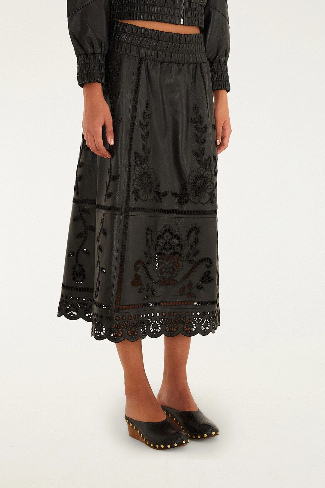 Mix Culture Black Richilieu Heart Leather Skirt