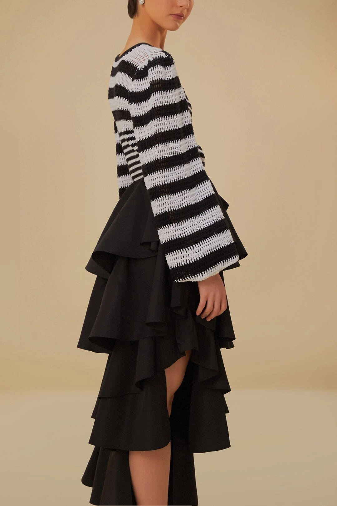 Black Tiered Bow Detail Maxi Skirt Twist Knot Details