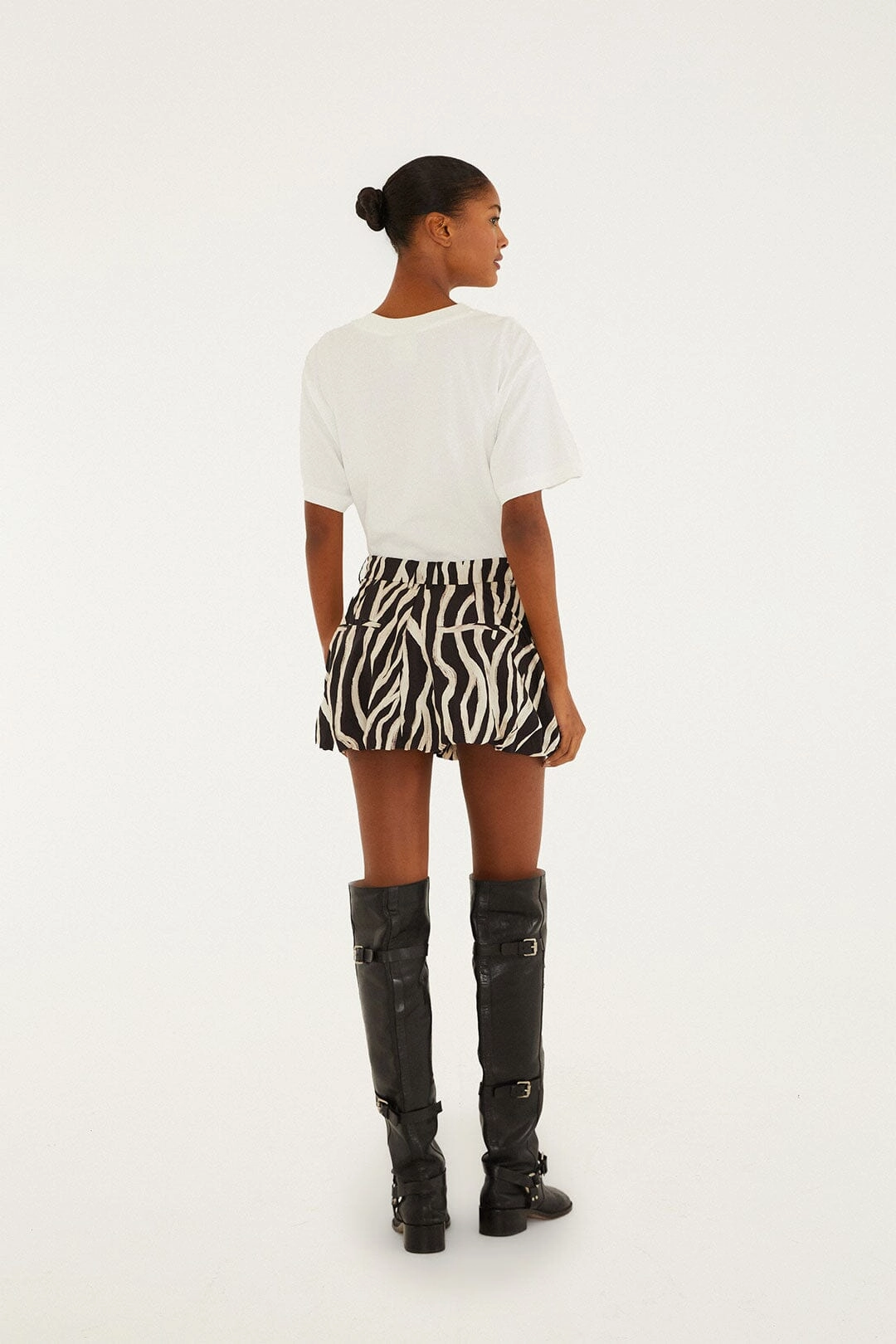 Black Tropical Zebra Organic Cotton Mini Skirt Easy Care Tear Resistant