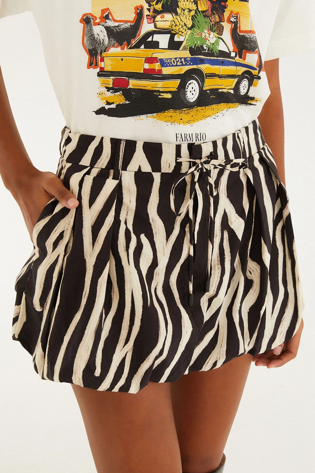 Clean Lines Black Tropical Zebra Organic Cotton Mini Skirt