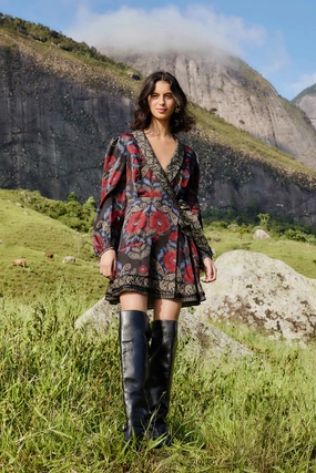 Black Valentina Wrap Lenzing? Ecovero? Viscose Mini Dress Smart Outfits Petal Zone Mid Season