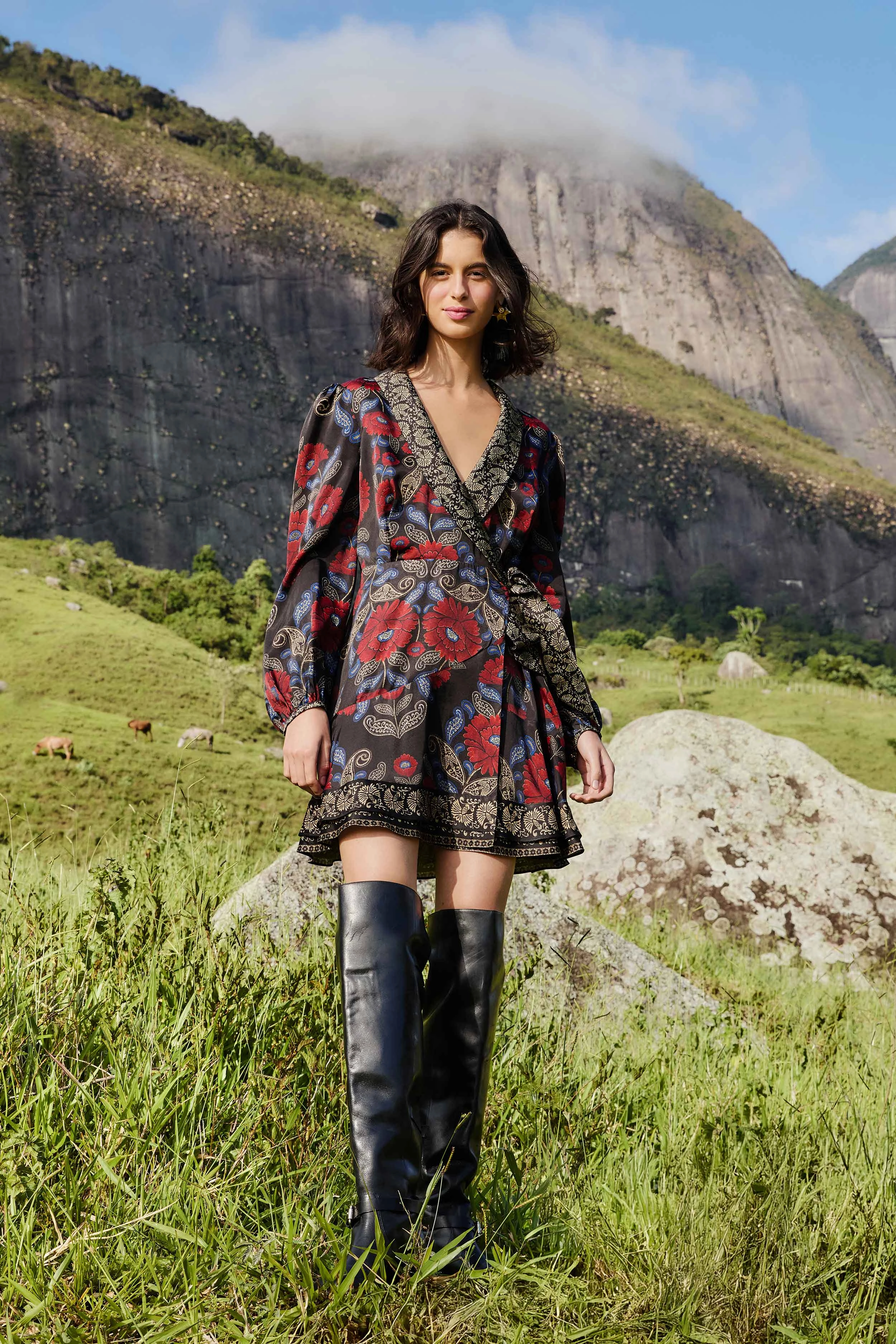 Black Valentina Wrap Lenzing? Ecovero? Viscose Mini Dress Smart Outfits Petal Zone Mid Season