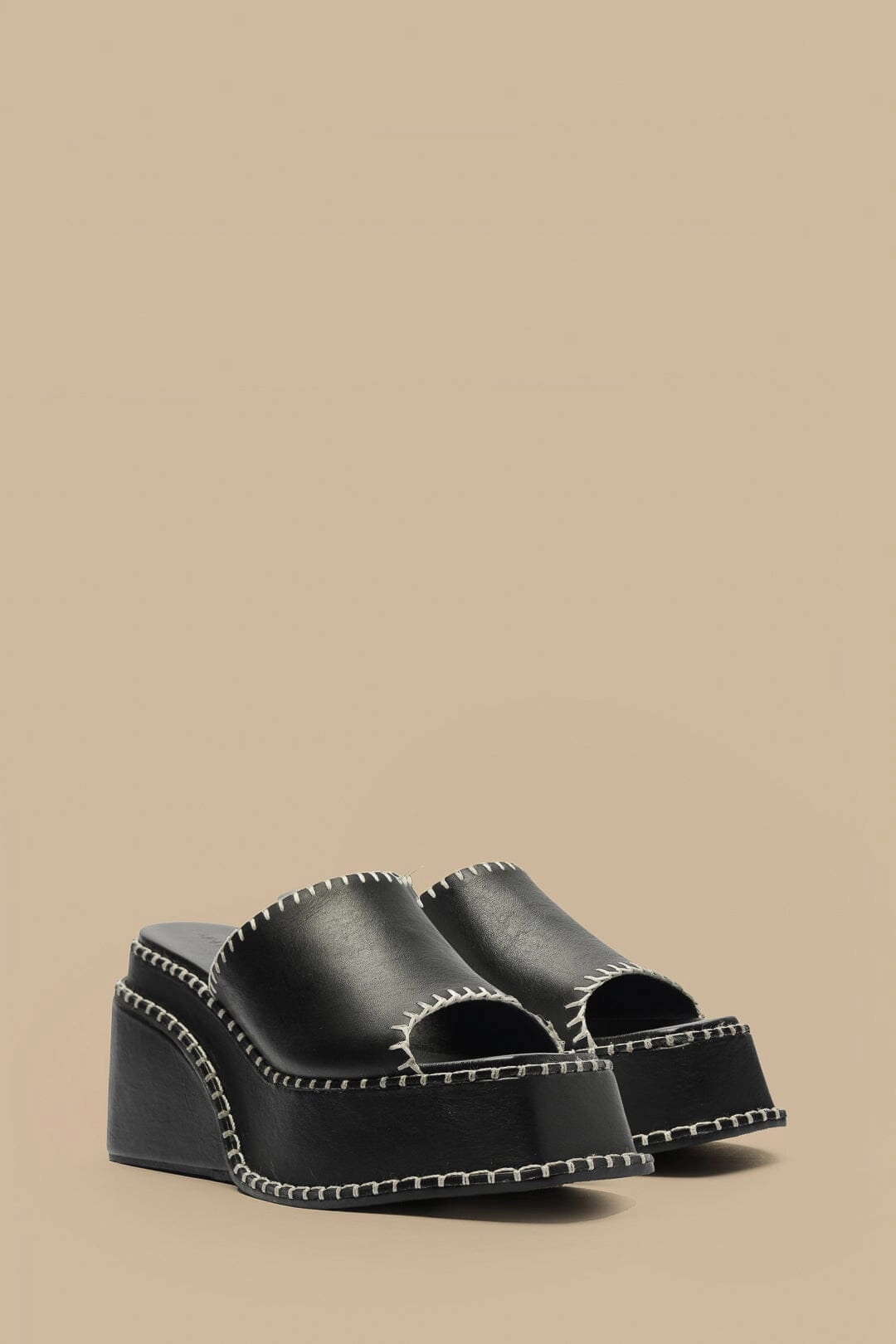Foot Love Off Duty Black Wedge Mule Sandal