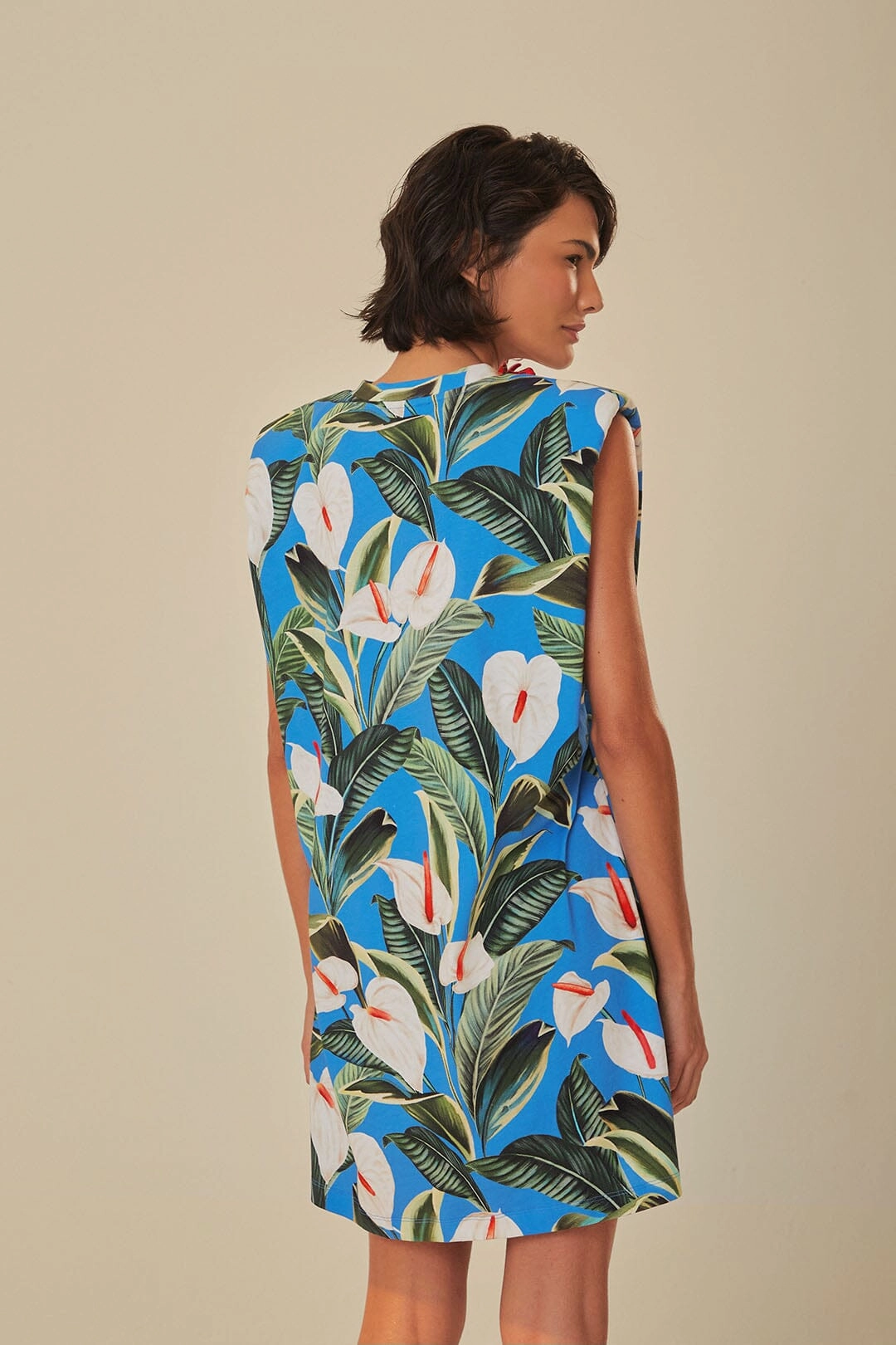 Everyday Style Trend Blue Anthurium Garden Organic Cotton Mini T-Shirt Dress