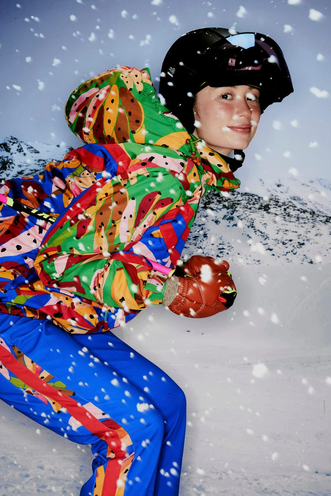 Blue Colorful Bananas Ski Jacket UltraQuietMaterial
