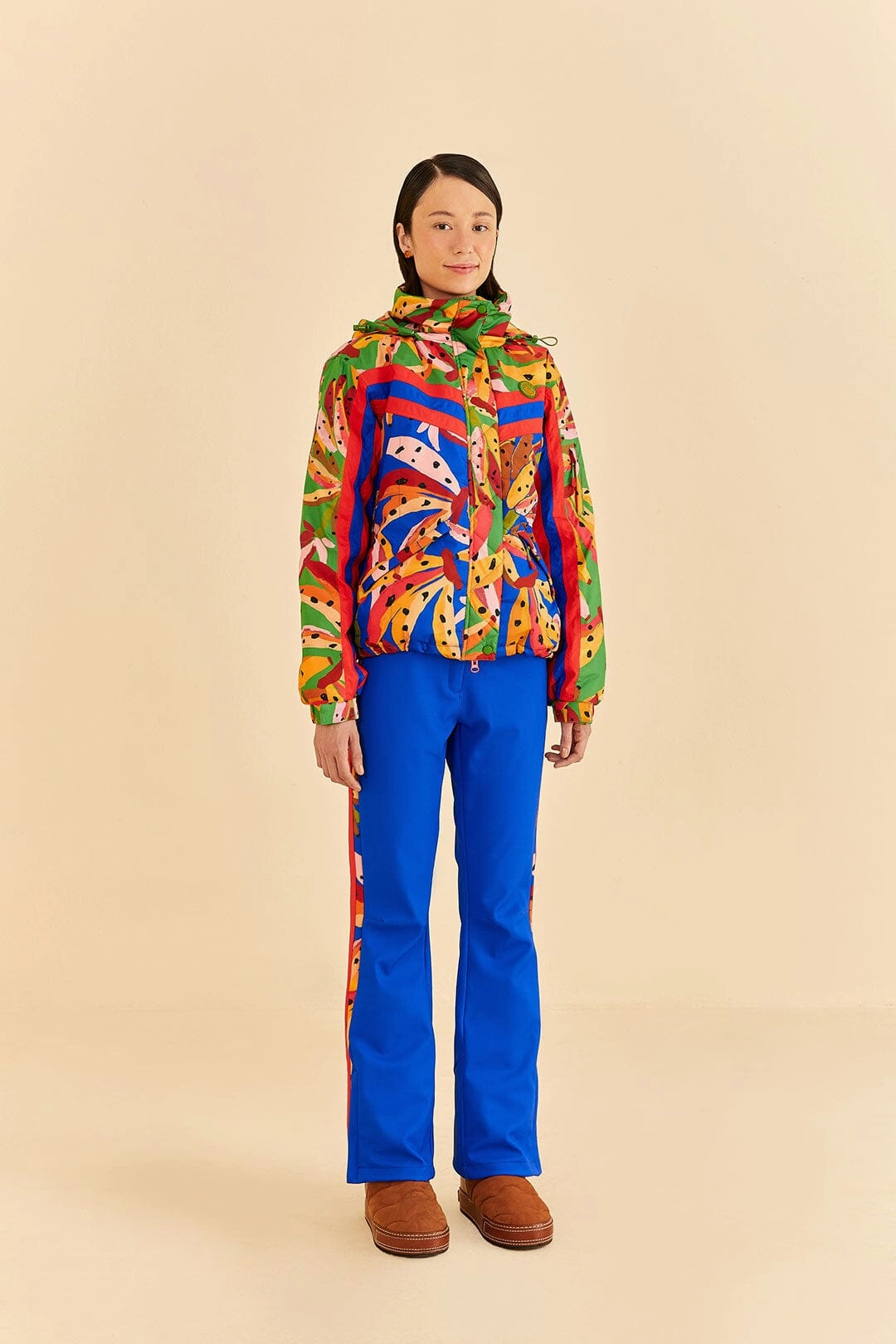 Blue Colorful Bananas Ski Jacket EcoFriendlyInsulation