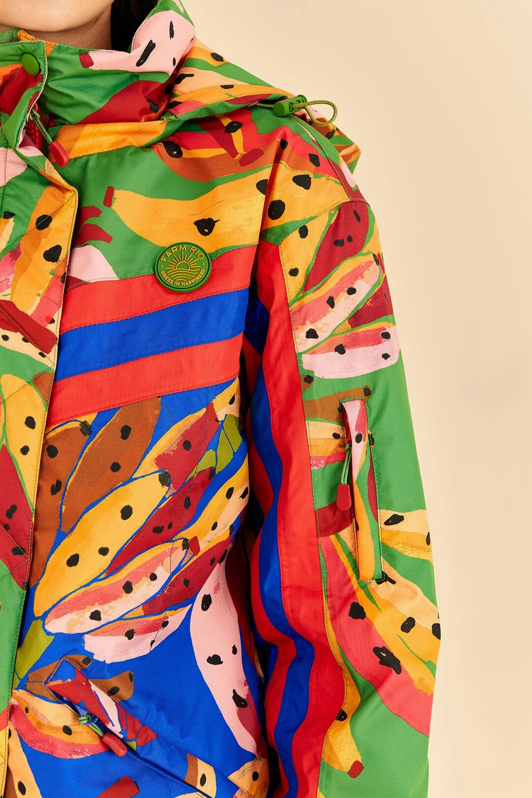 Ethical Manufacturing Blue Colorful Bananas Ski Jacket