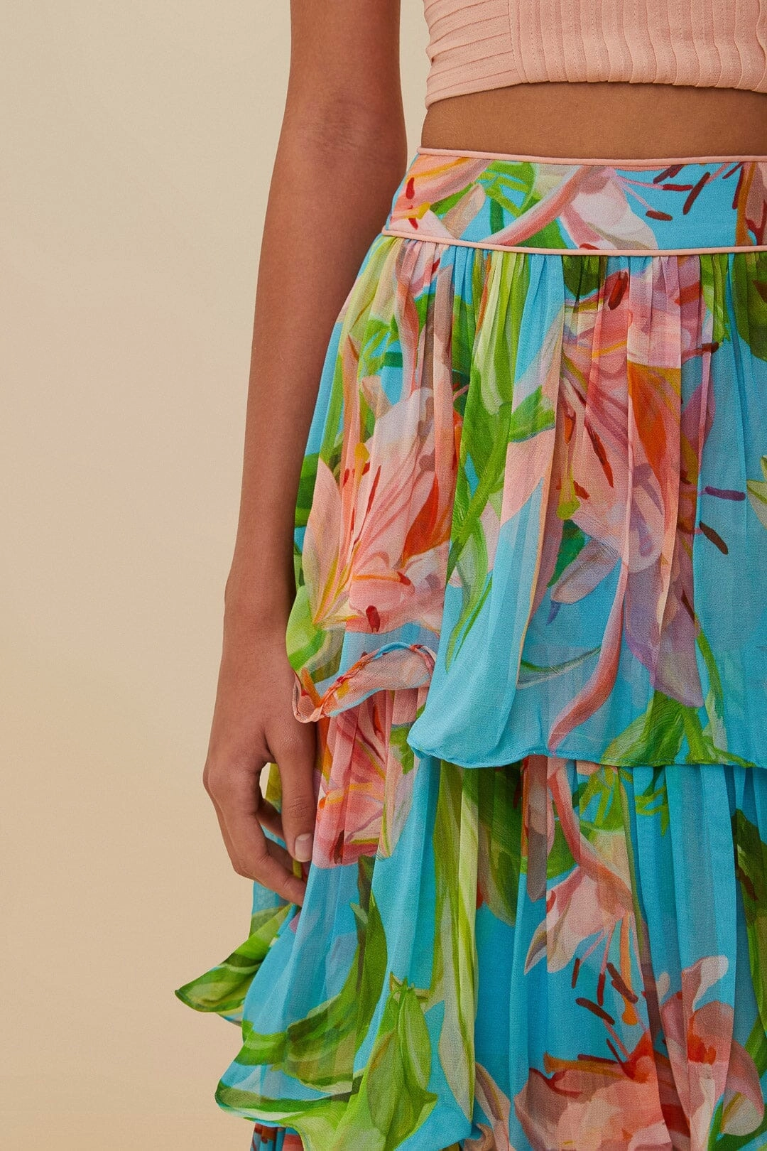 Natural Look Blue Lily Bloom Maxi Skirt