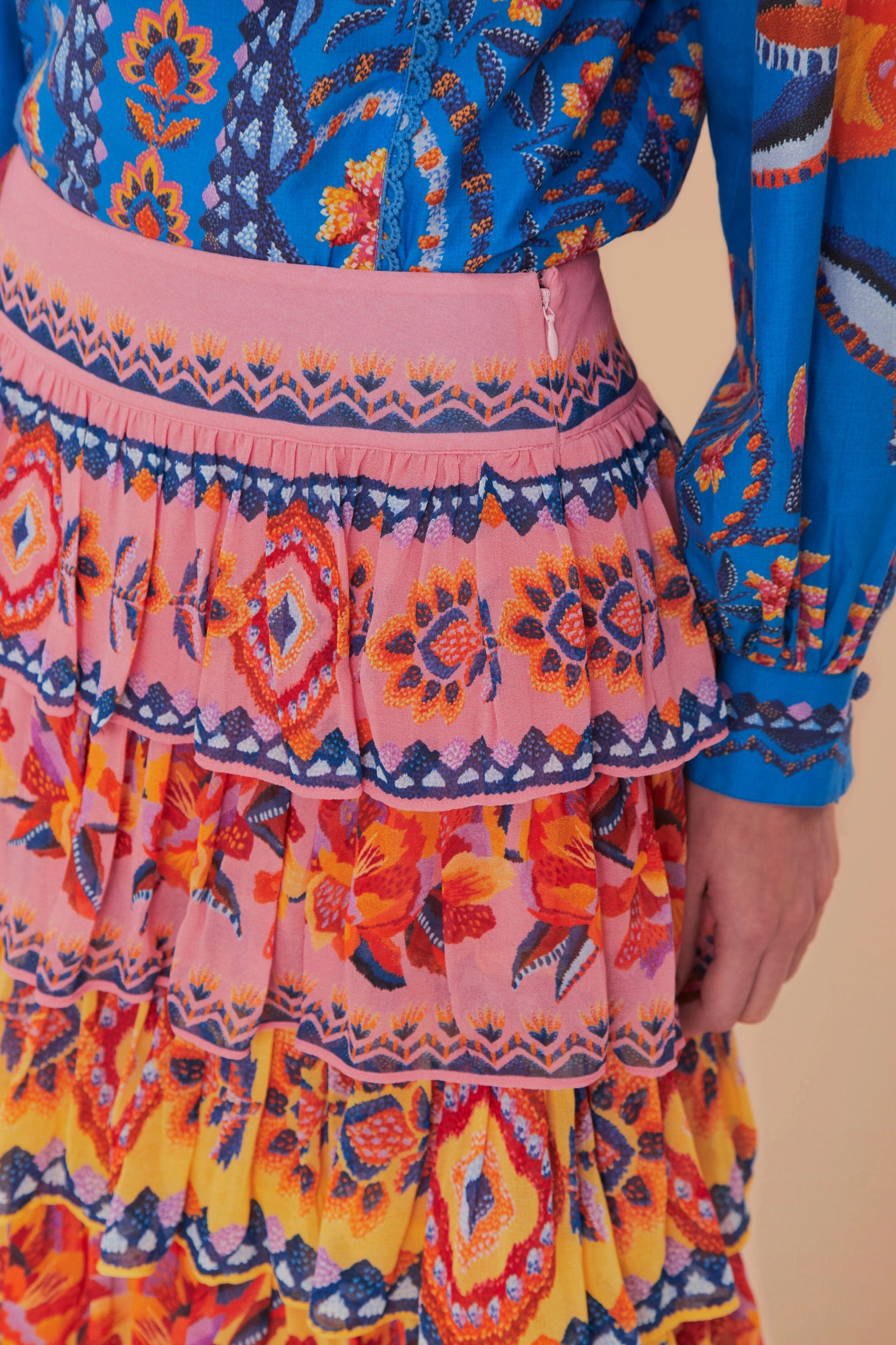 Multi Purpose Fabric Blue Lucy Floral Ainika Maxi Skirt
