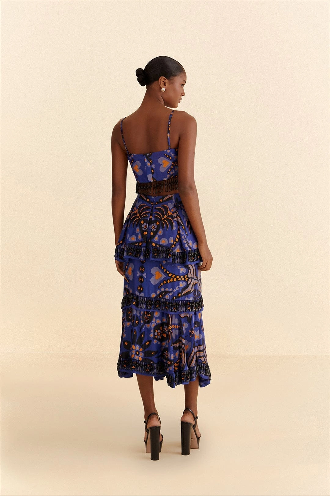 garden party Easy Layer Blue Martina Scarf Beaded Midi Skirt