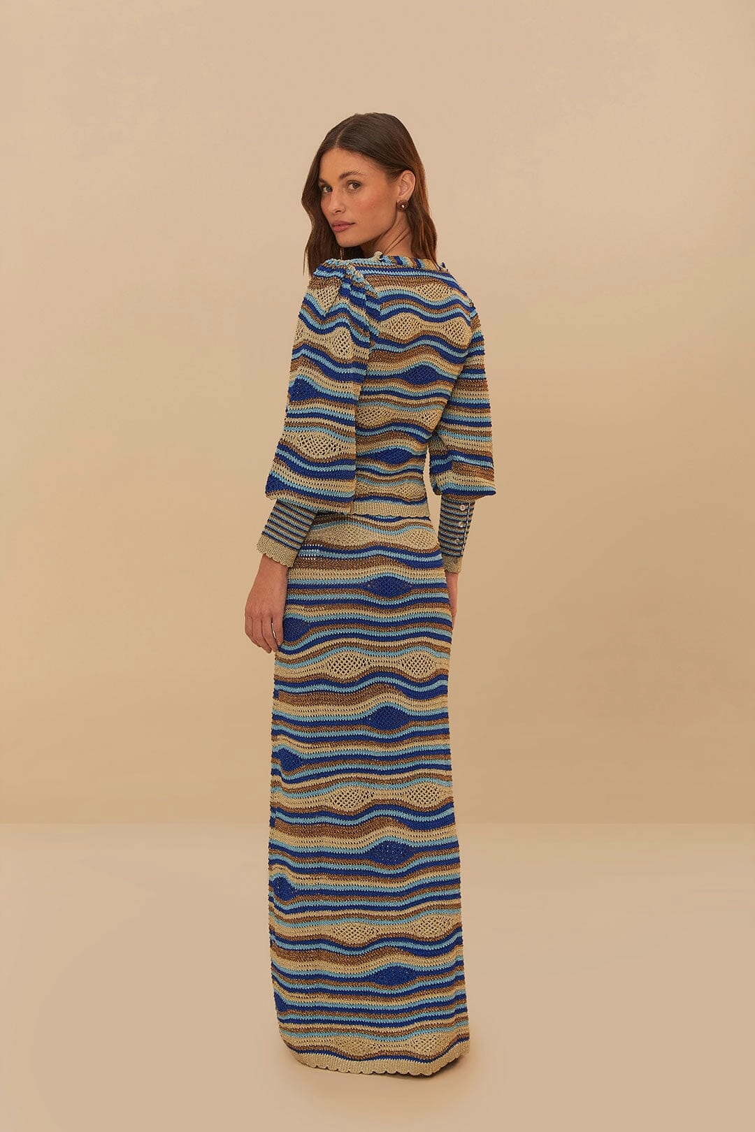 Blue Mixed Waves Knit Skirt Wardrobe Classic