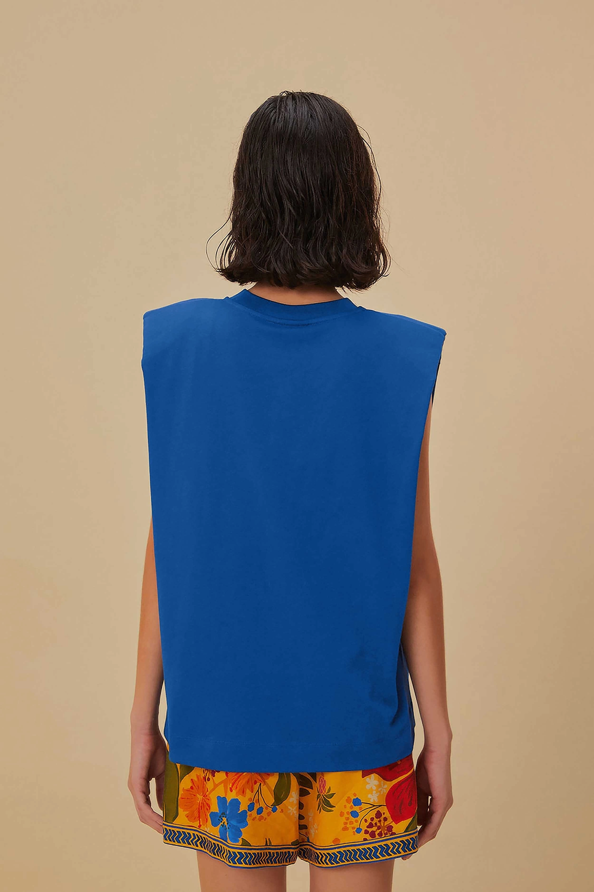 Anti-static Active Layering Blue Nature Lovers Shoulder Pad Organic Cotton T-Shirt