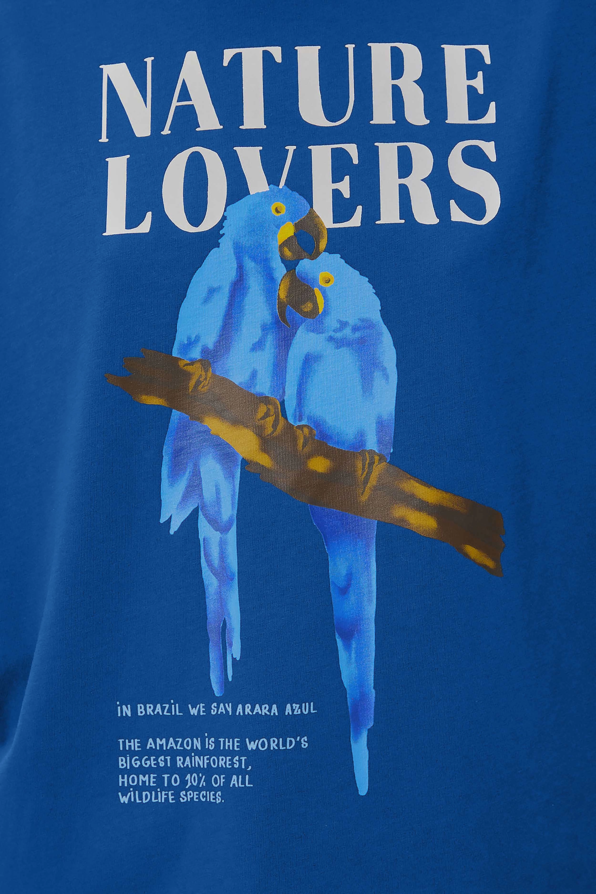 Blue Nature Lovers Shoulder Pad Organic Cotton T-Shirt All Purpose Wear