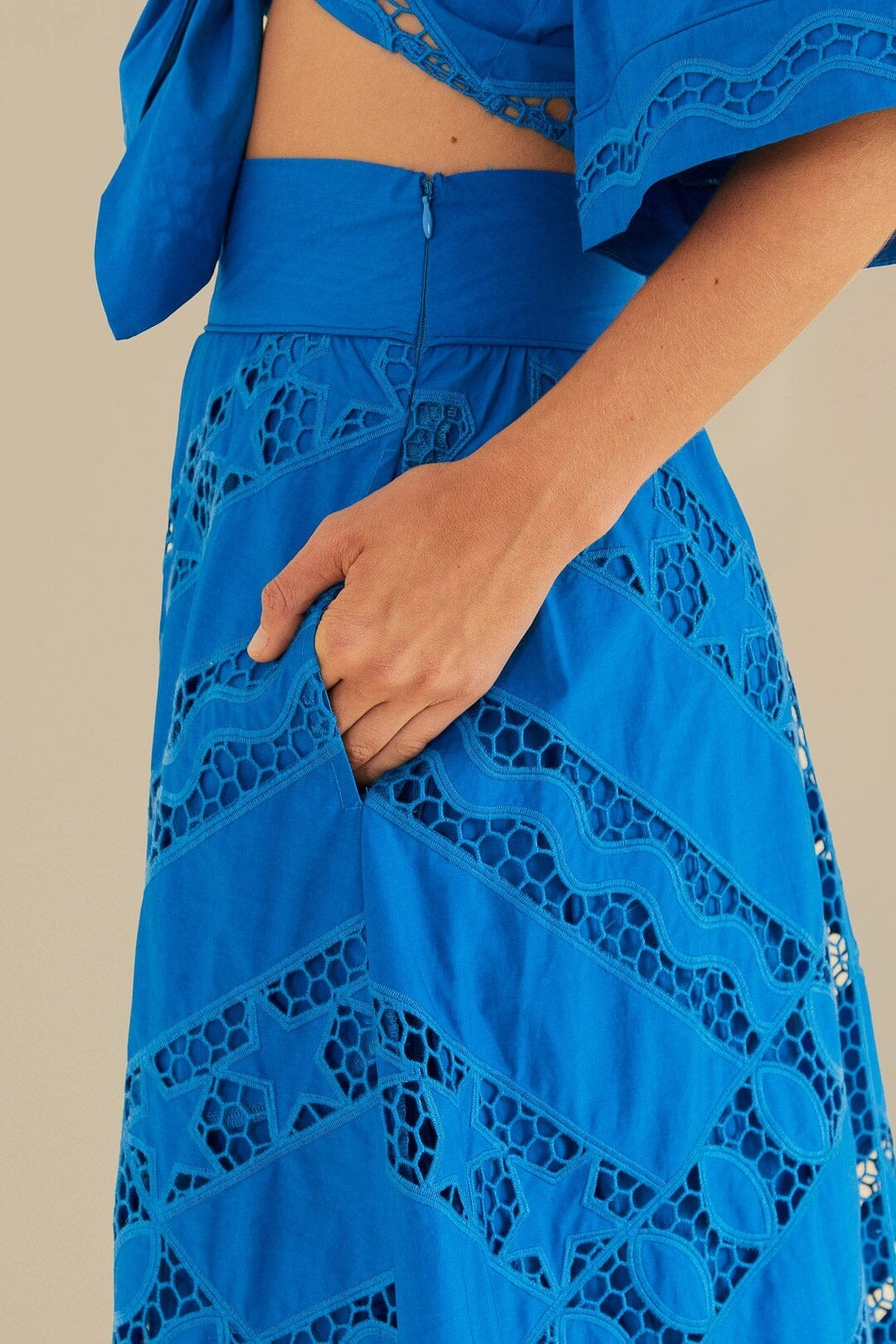 Luxury Trim Day Ready Blue Striped Richelieu Midi Skirt