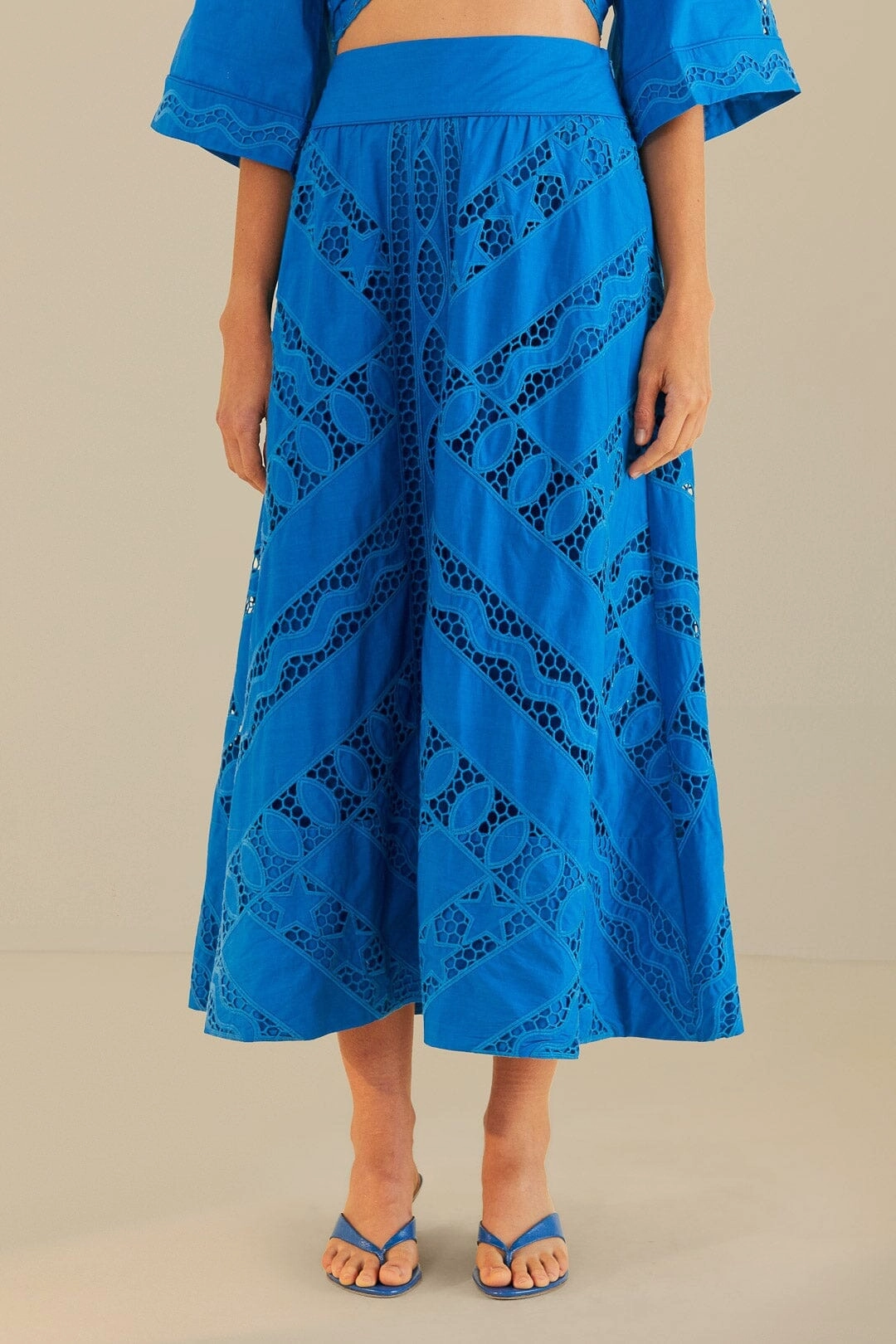Seasonal Must Have Blue Striped Richelieu Midi Skirt